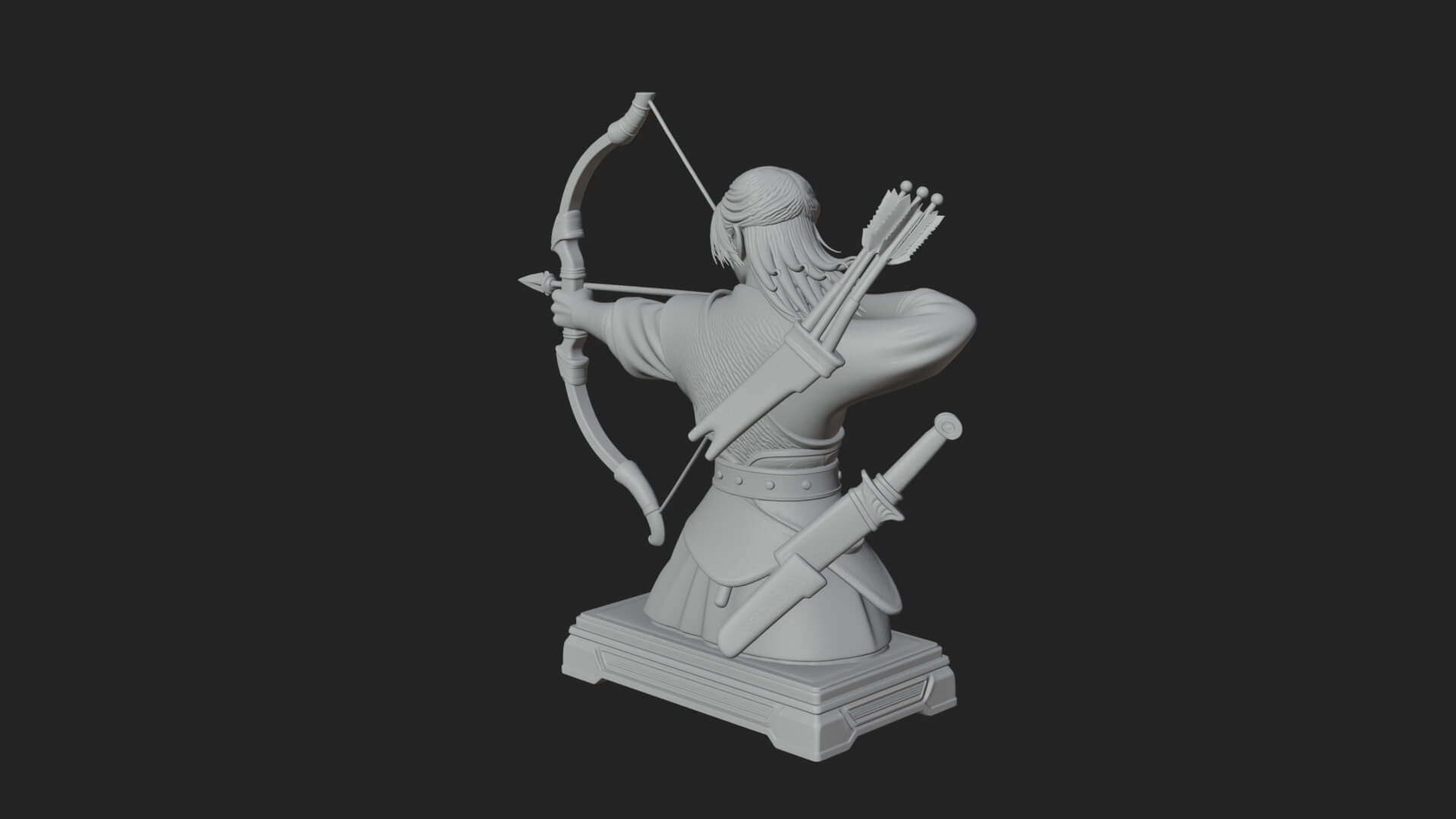 Robed Archer with Bow Statue Design 8 3D Print Model 3D Model