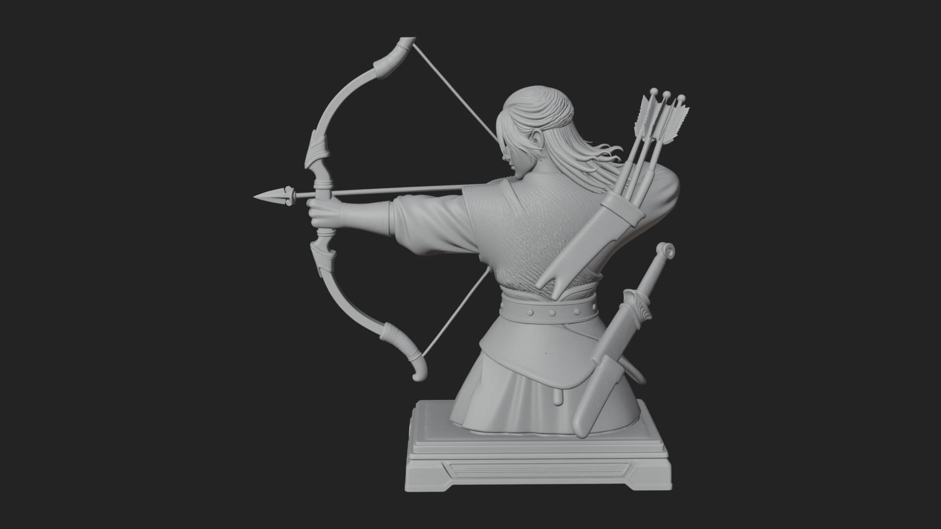 Robed Archer with Bow Statue Design 8 3D Print Model 3D Model