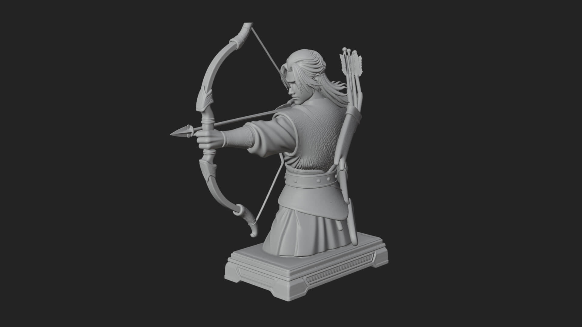 Robed Archer with Bow Statue Design 8 3D Print Model 3D Model