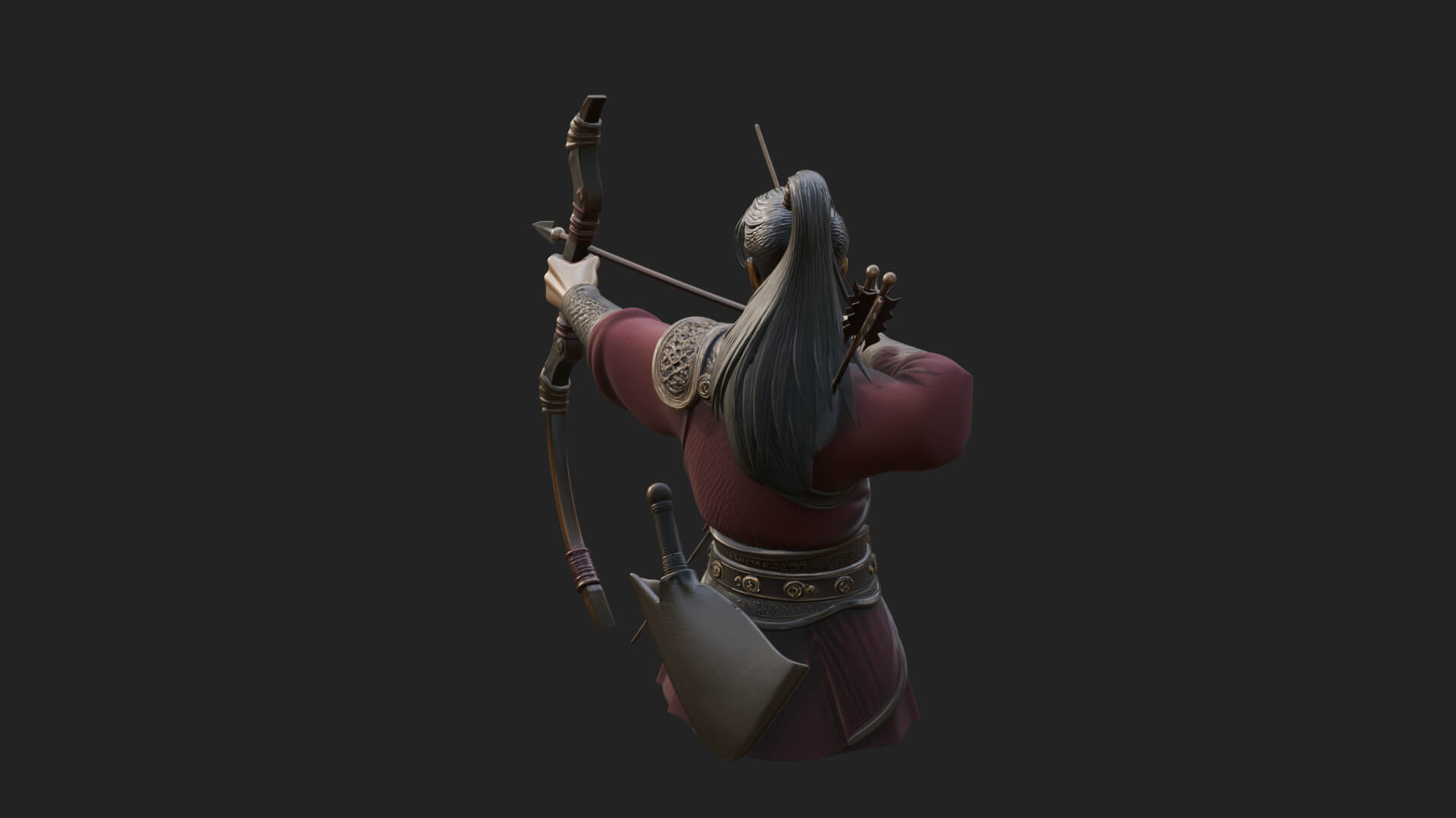 Robed Archer with Bow Statue Design 9 3D Print Model 3D Model