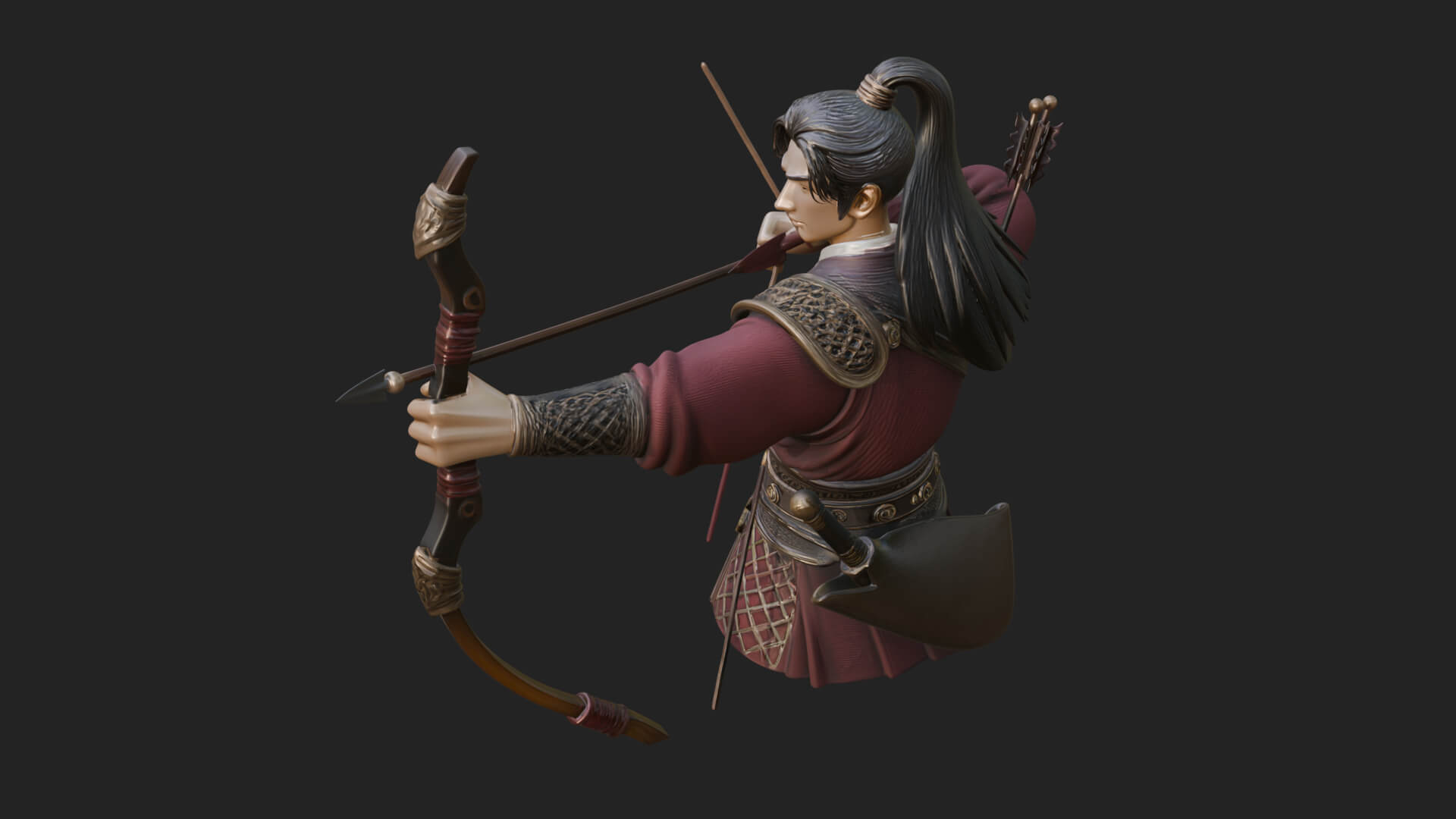 Robed Archer with Bow Statue Design 9 3D Print Model 3D Model