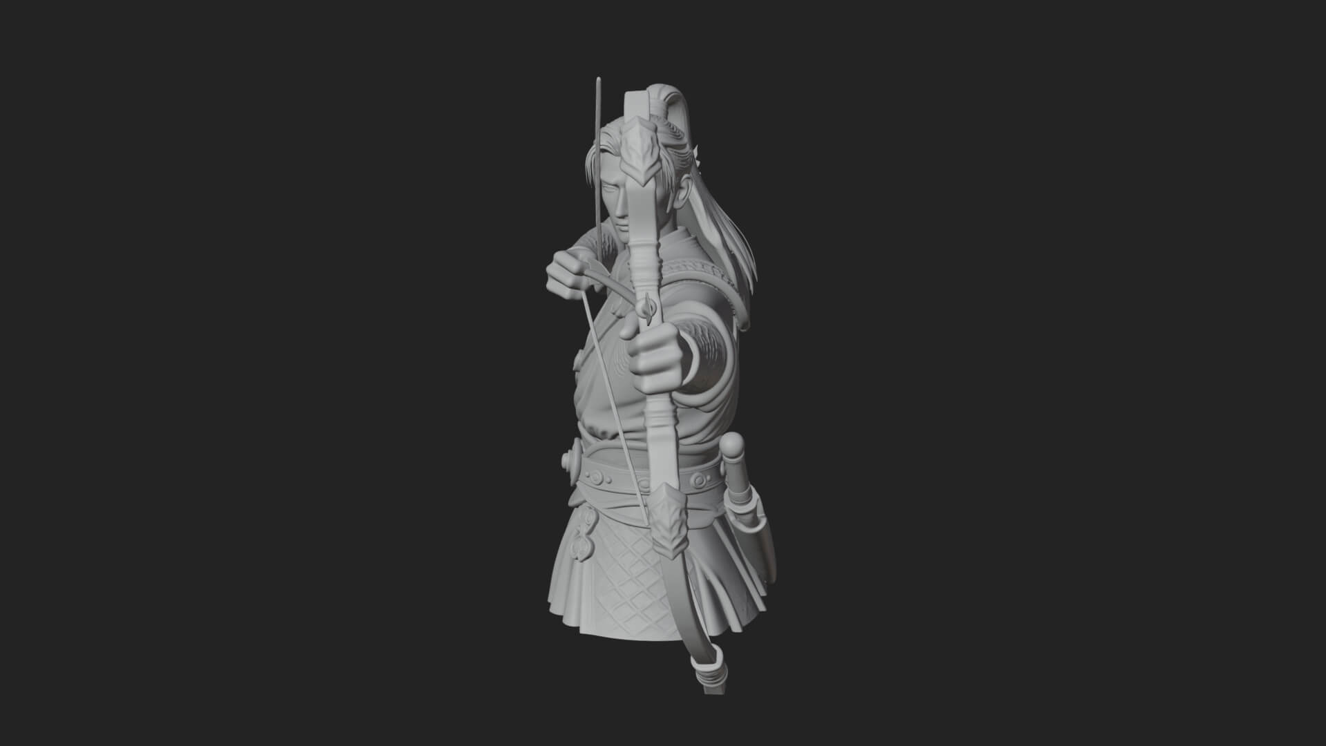 Robed Archer with Bow Statue Design 9 3D Print Model 3D Model