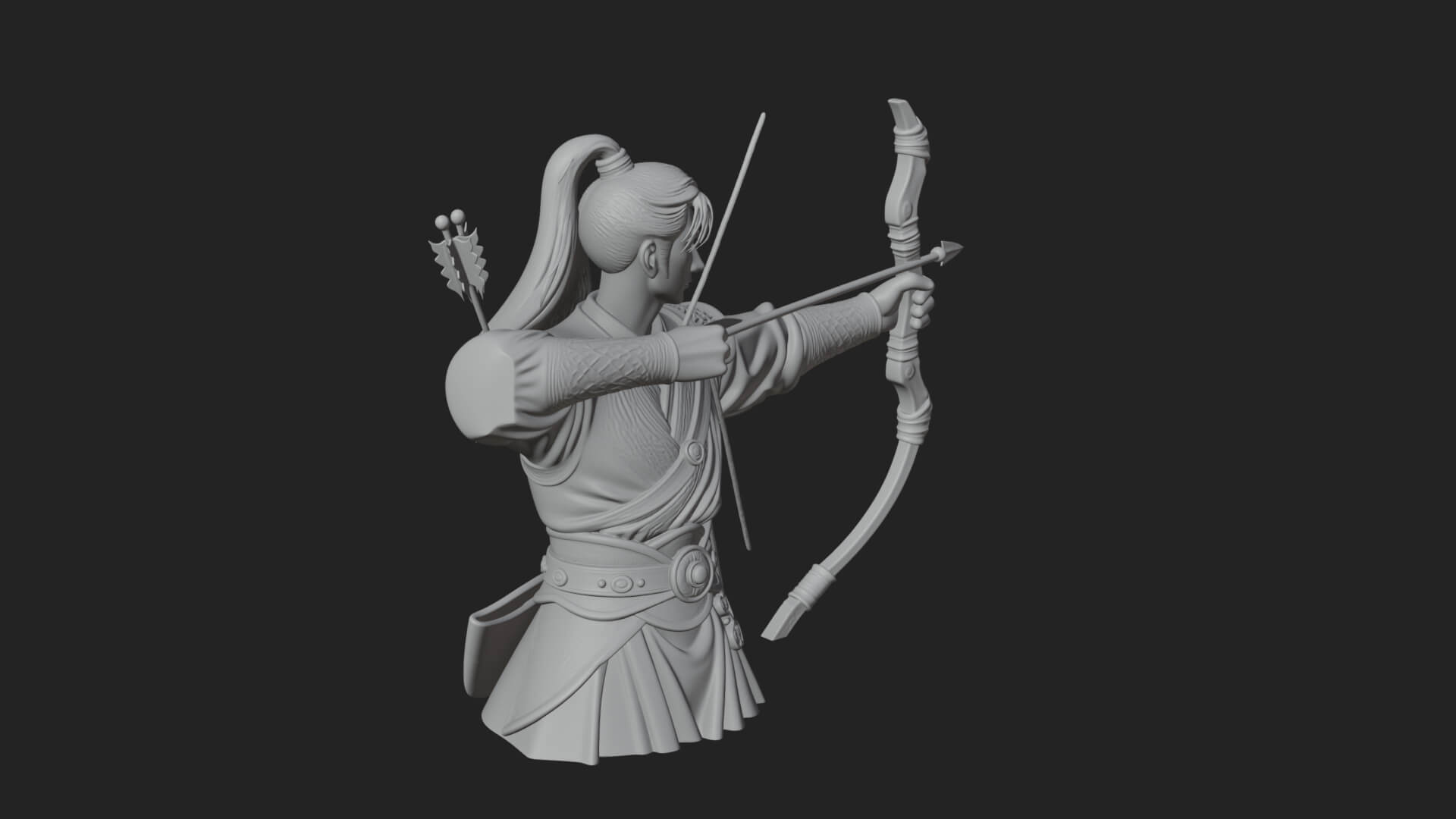 Robed Archer with Bow Statue Design 9 3D Print Model 3D Model