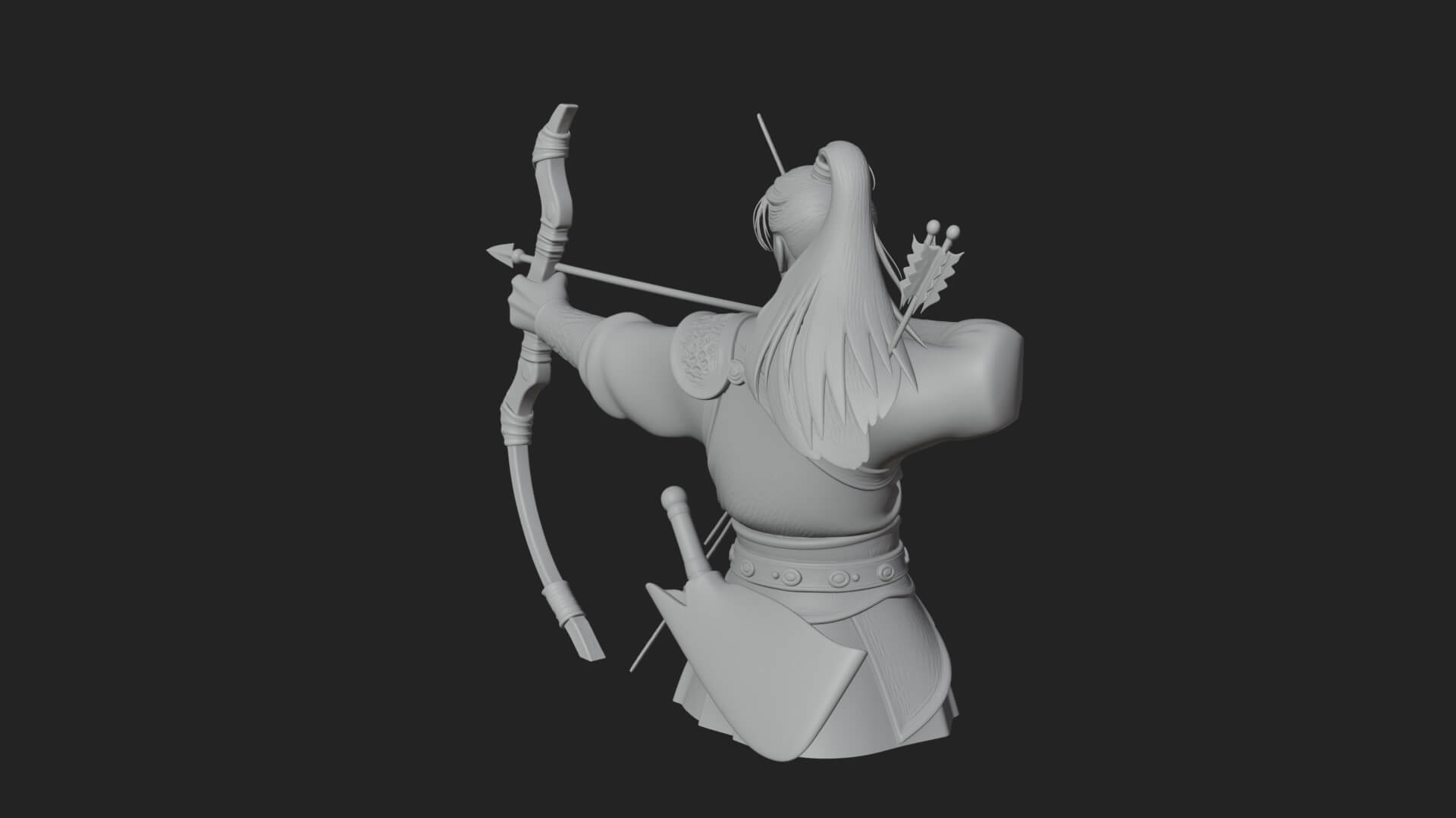 Robed Archer with Bow Statue Design 9 3D Print Model 3D Model