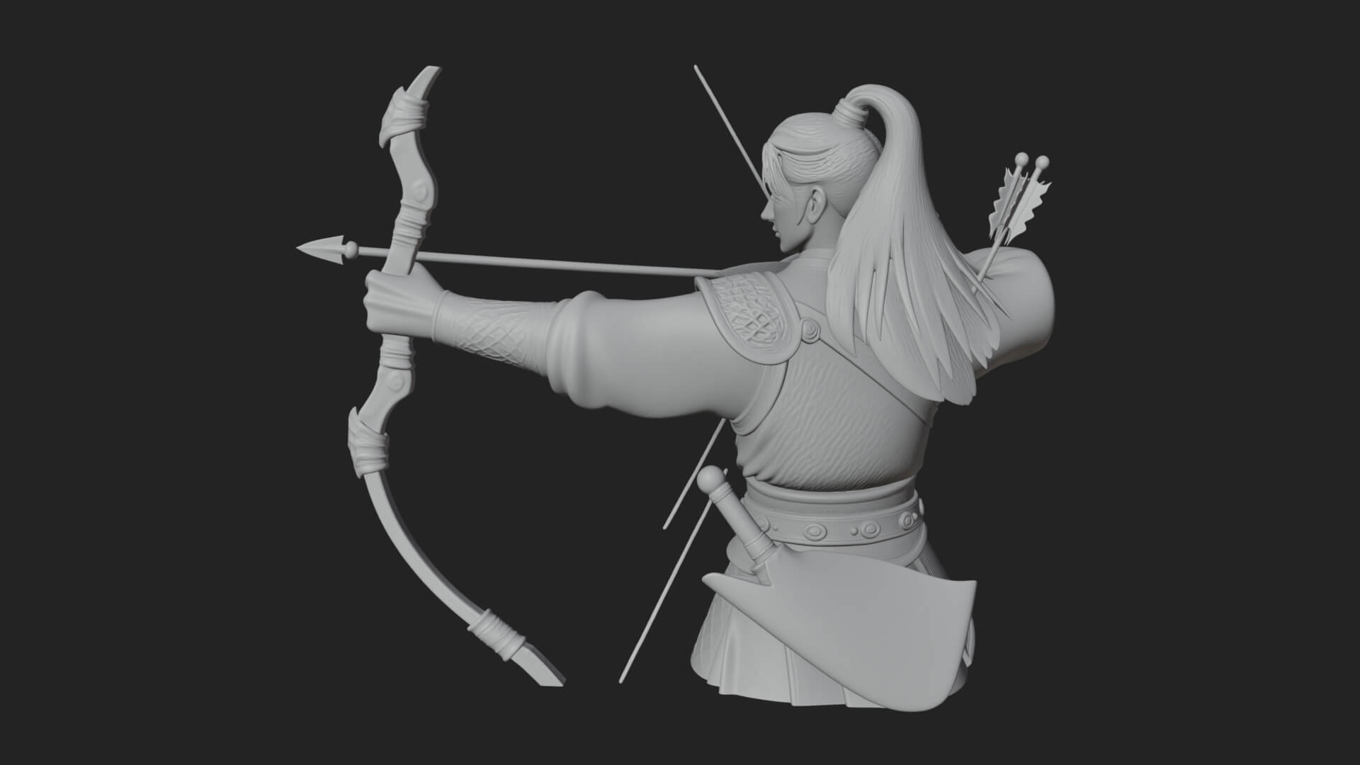 Robed Archer with Bow Statue Design 9 3D Print Model 3D Model
