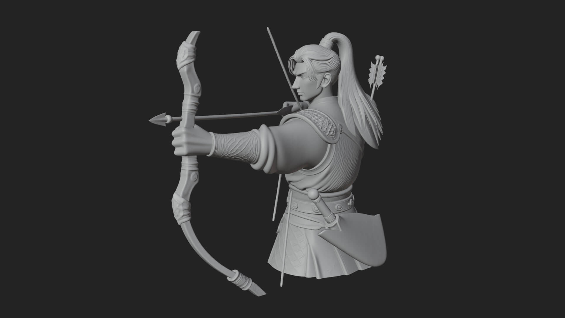Robed Archer with Bow Statue Design 9 3D Print Model 3D Model