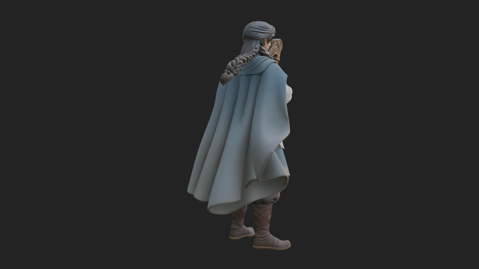 Robed Bard with Harp Statue Design 1 3D Print Model 3D Model
