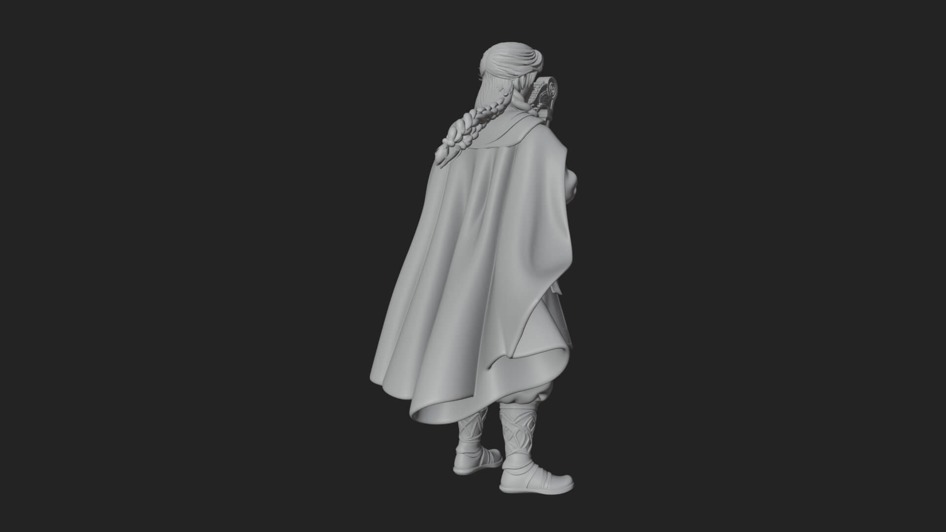 Robed Bard with Harp Statue Design 1 3D Print Model 3D Model
