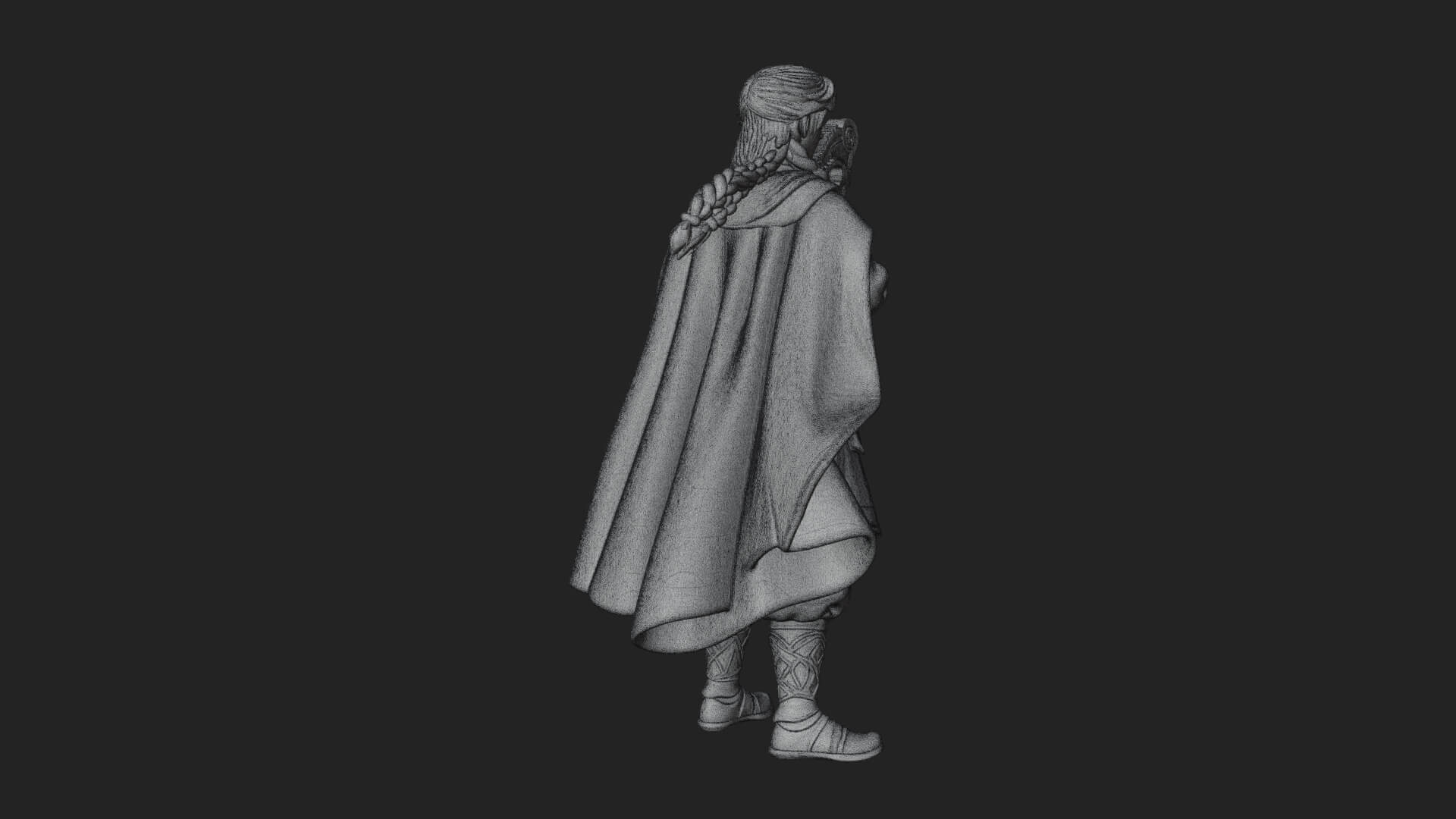Robed Bard with Harp Statue Design 1 3D Print Model 3D Model