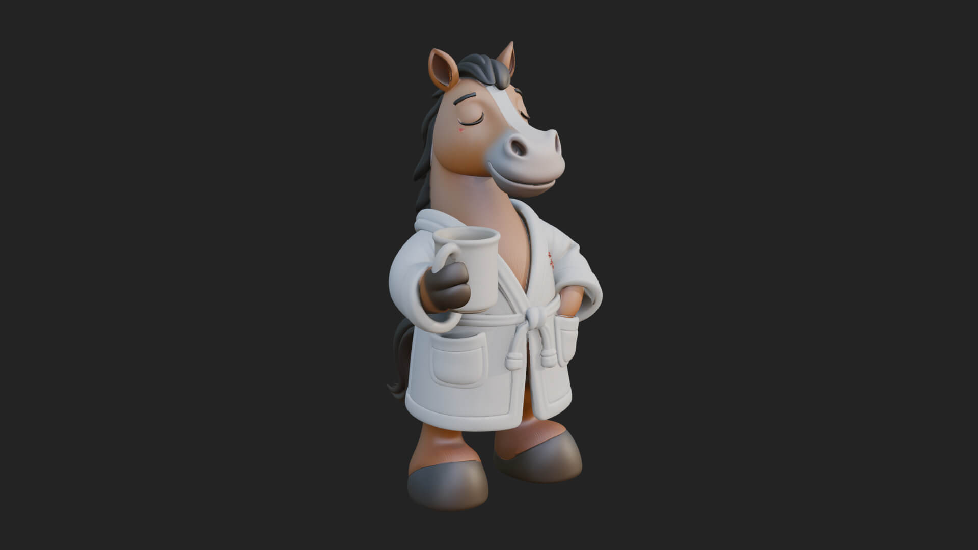 Robed Cartoon Horse Statue Design 1 3D Print Model 3D Model