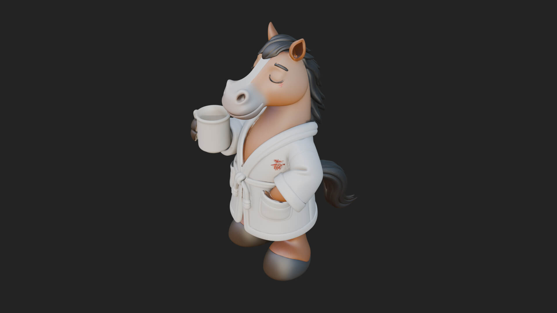 Robed Cartoon Horse Statue Design 1 3D Print Model 3D Model