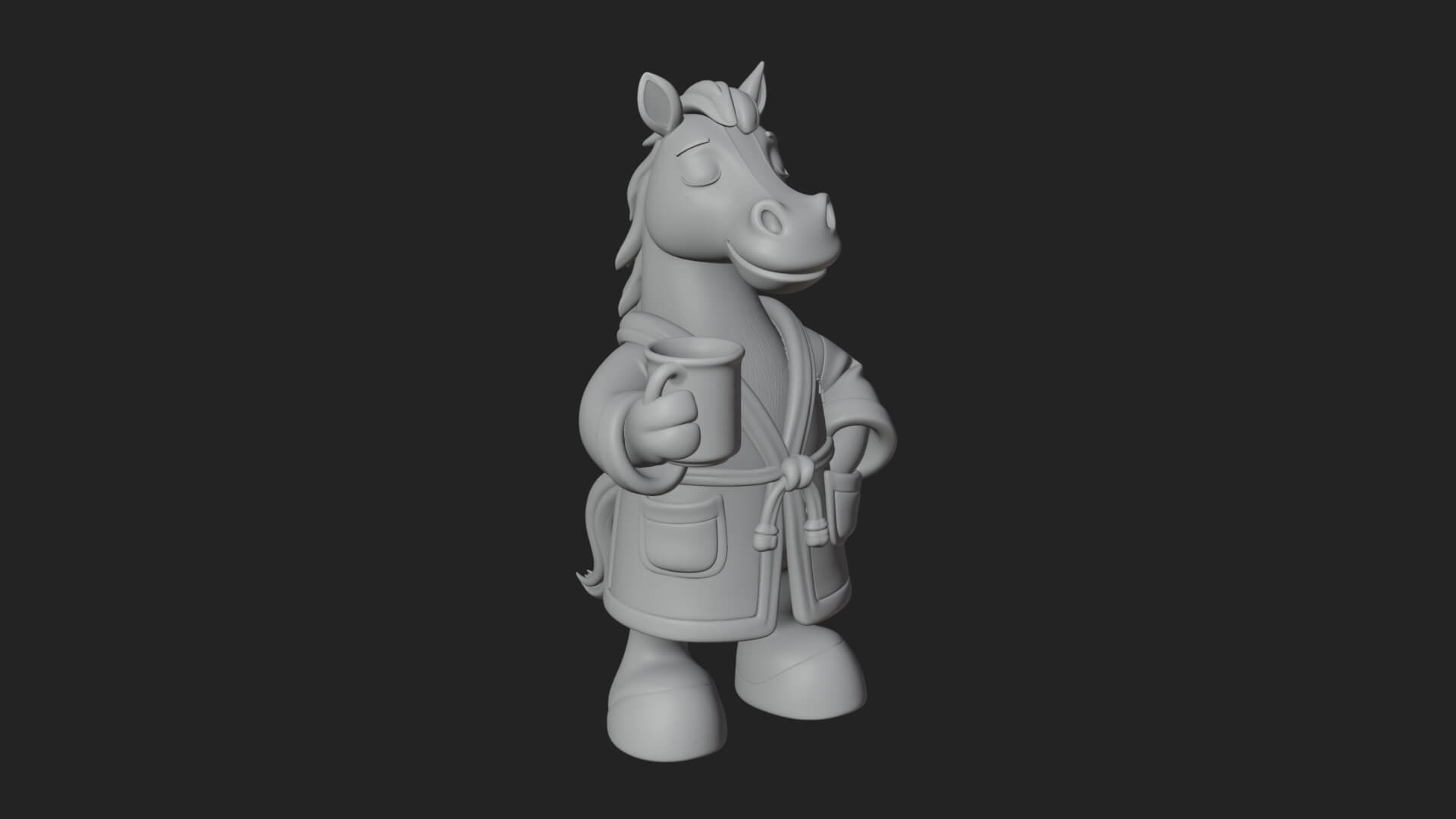 Robed Cartoon Horse Statue Design 1 3D Print Model 3D Model