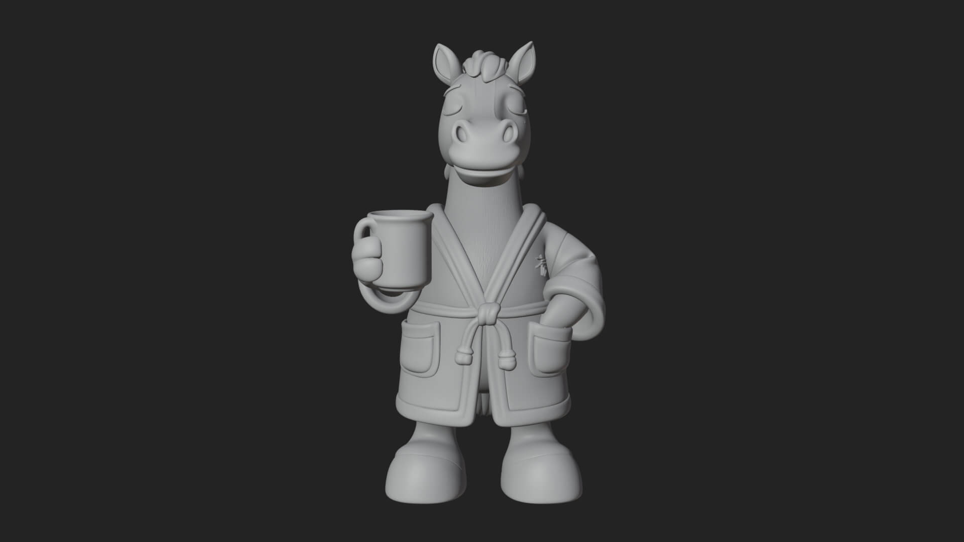 Robed Cartoon Horse Statue Design 1 3D Print Model 3D Model