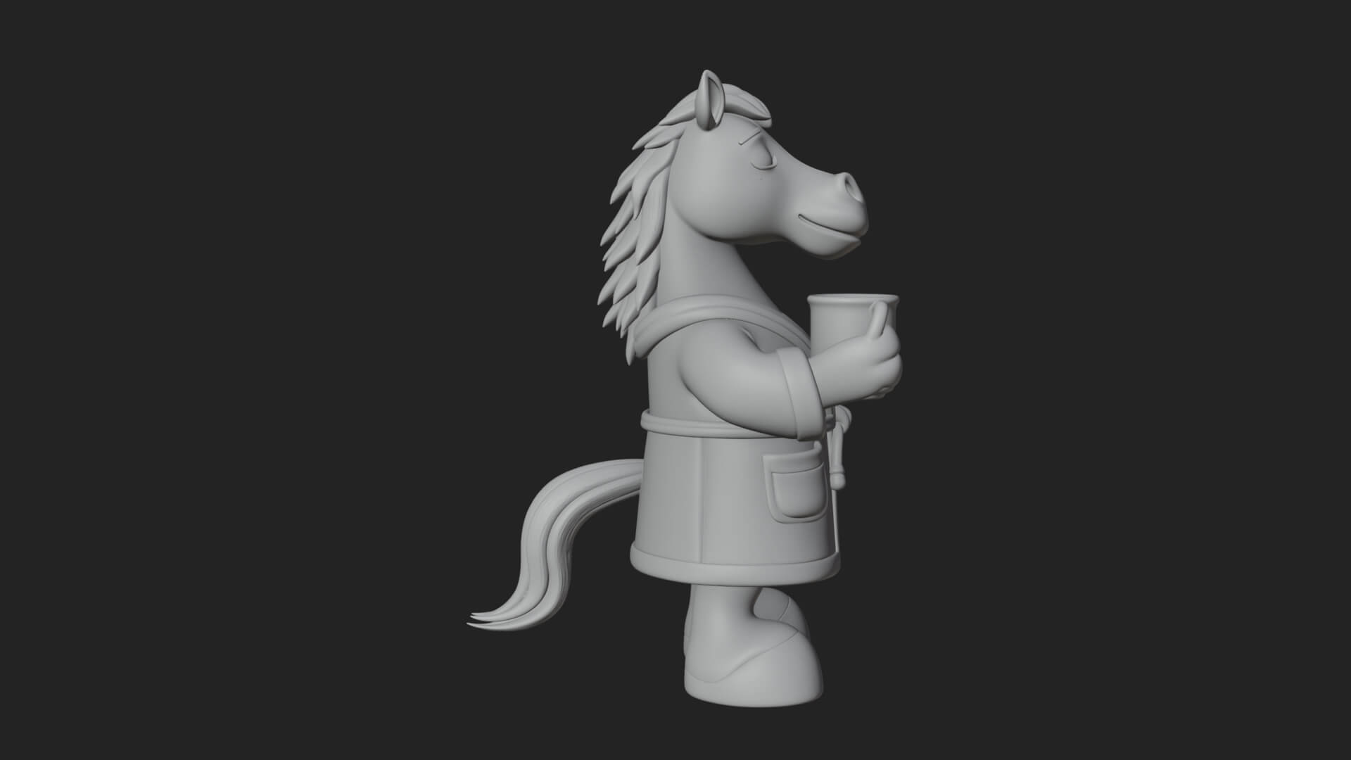 Robed Cartoon Horse Statue Design 1 3D Print Model 3D Model