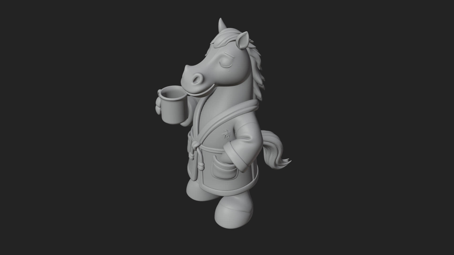 Robed Cartoon Horse Statue Design 1 3D Print Model 3D Model
