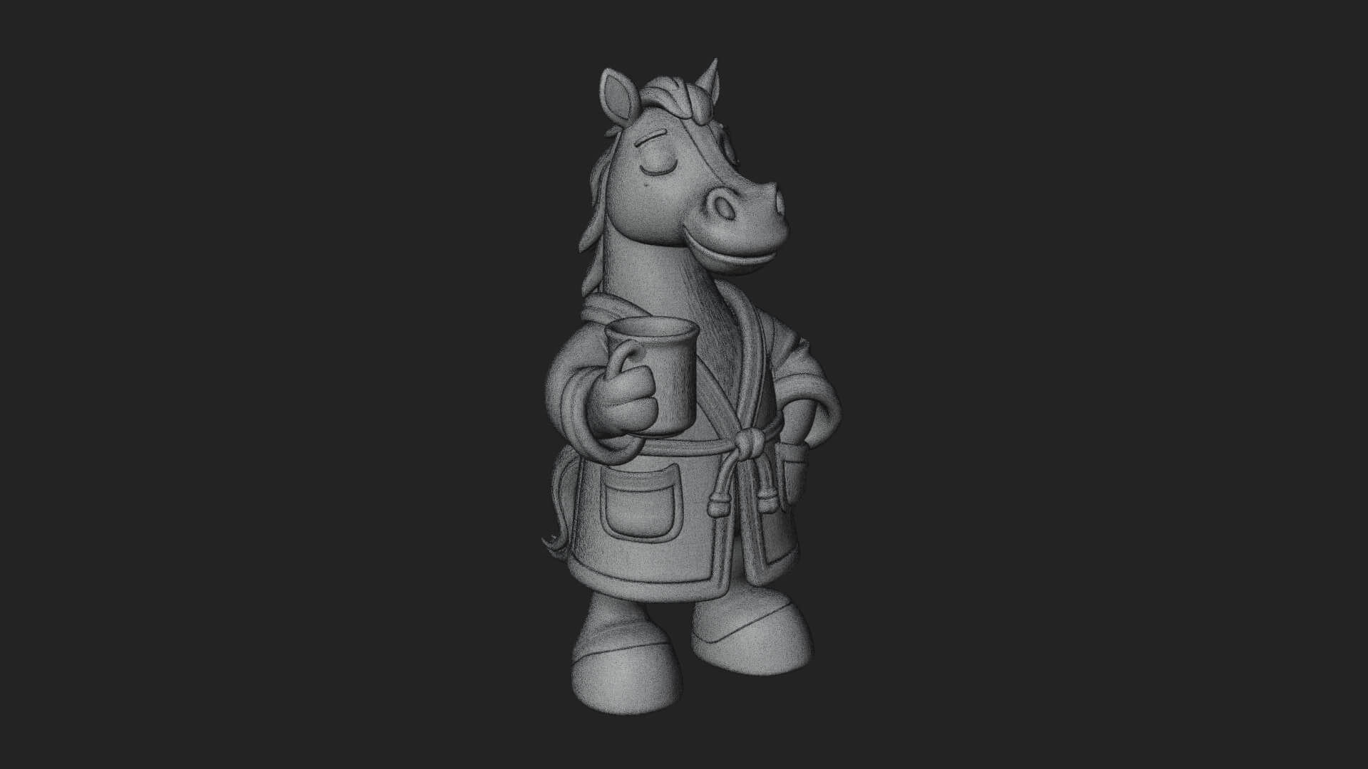 Robed Cartoon Horse Statue Design 1 3D Print Model 3D Model