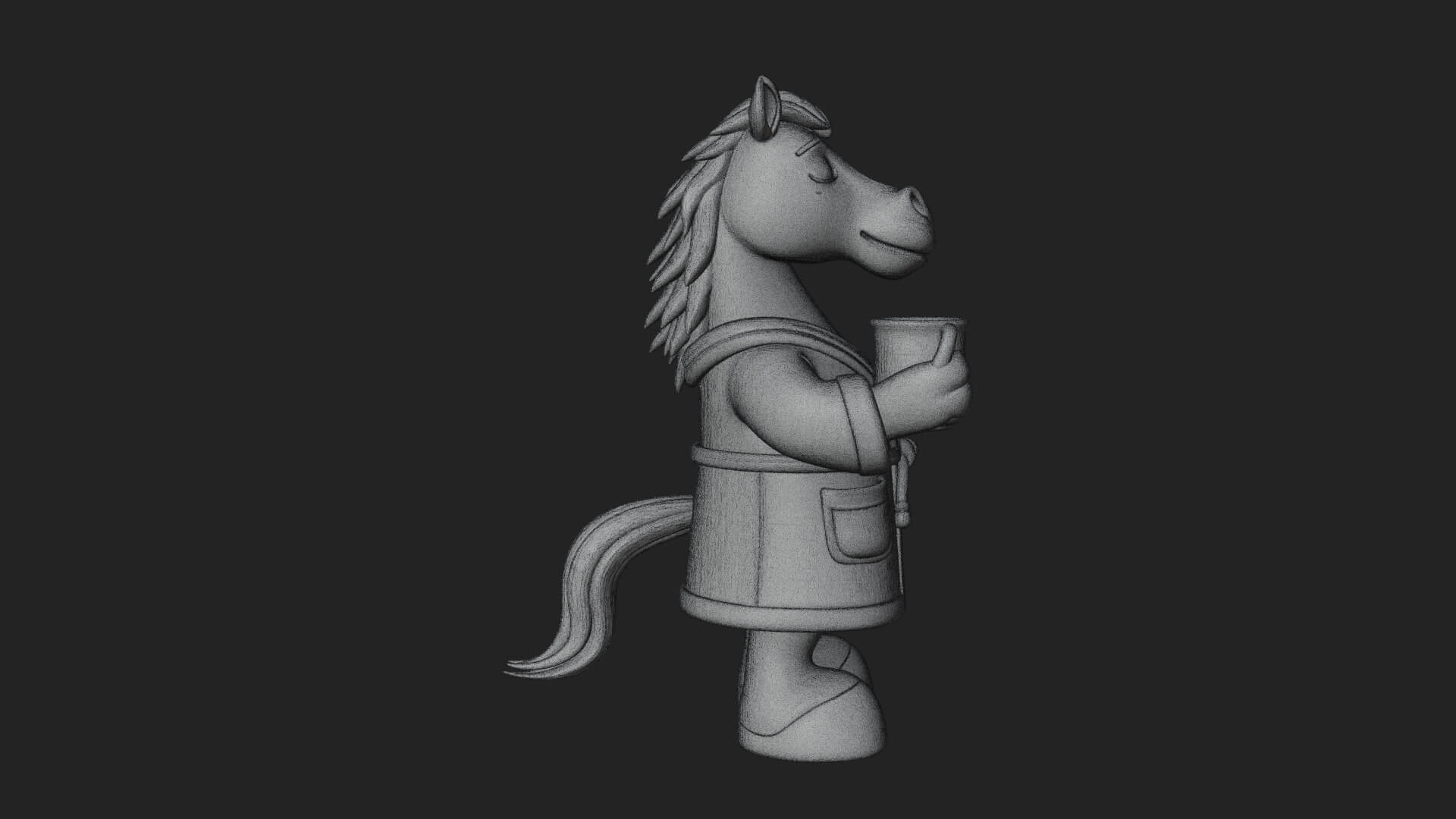 Robed Cartoon Horse Statue Design 1 3D Print Model 3D Model