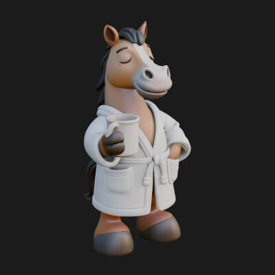 Robed Cartoon Horse Statue Design 1 3D Print Model