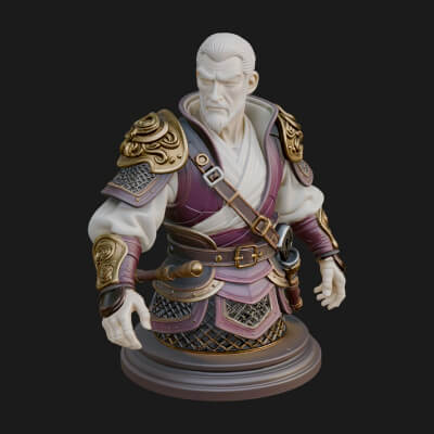 Robed Elder Sage Bust Design 1 3D Print Model