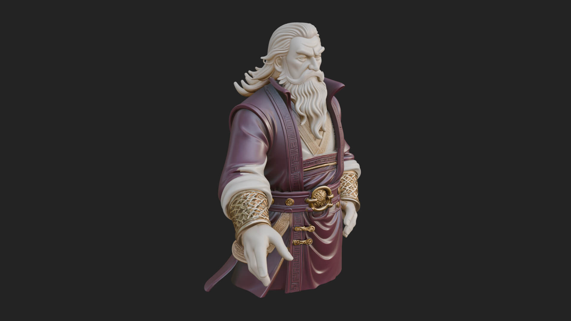 Robed Elder Sage Bust Design 2 3D Print Model 3D Model