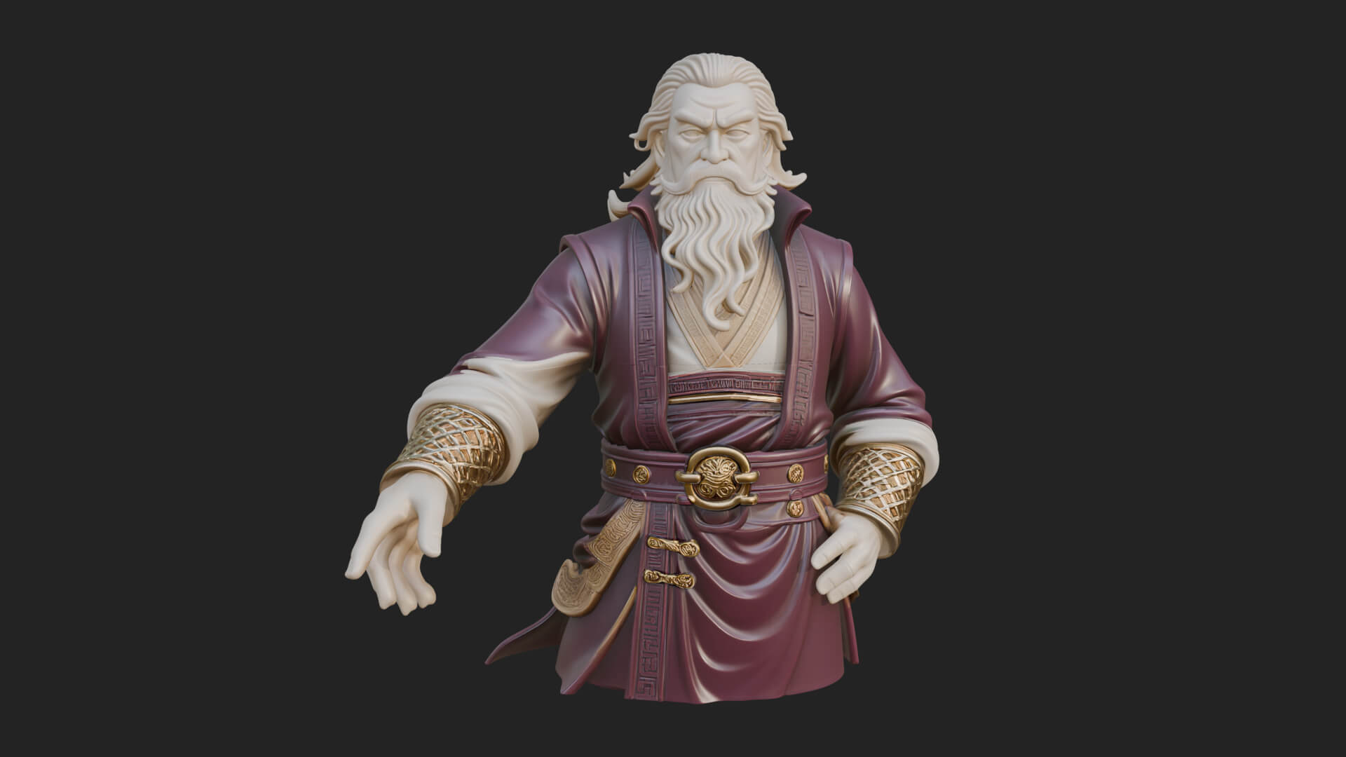 Robed Elder Sage Bust Design 2 3D Print Model 3D Model
