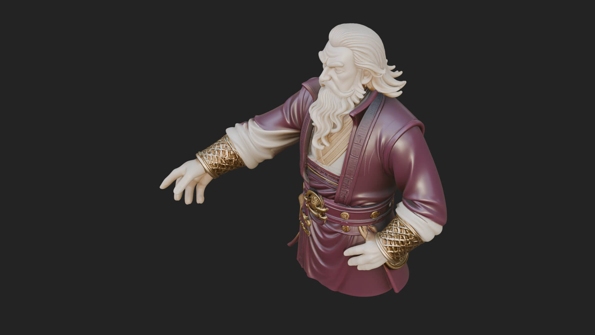 Robed Elder Sage Bust Design 2 3D Print Model 3D Model