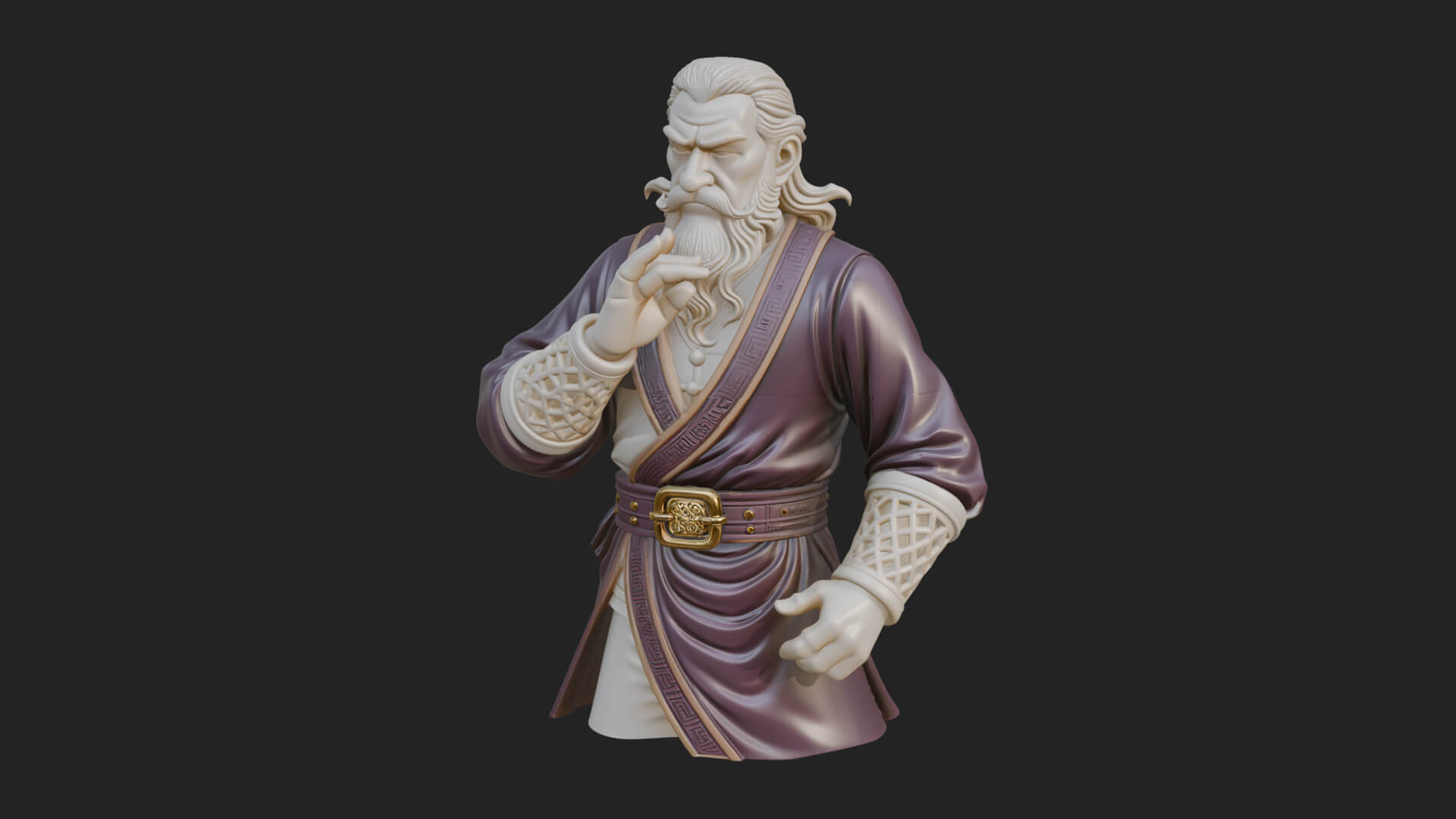 Robed Elder Sage Bust Design 3 3D Print Model 3D Model