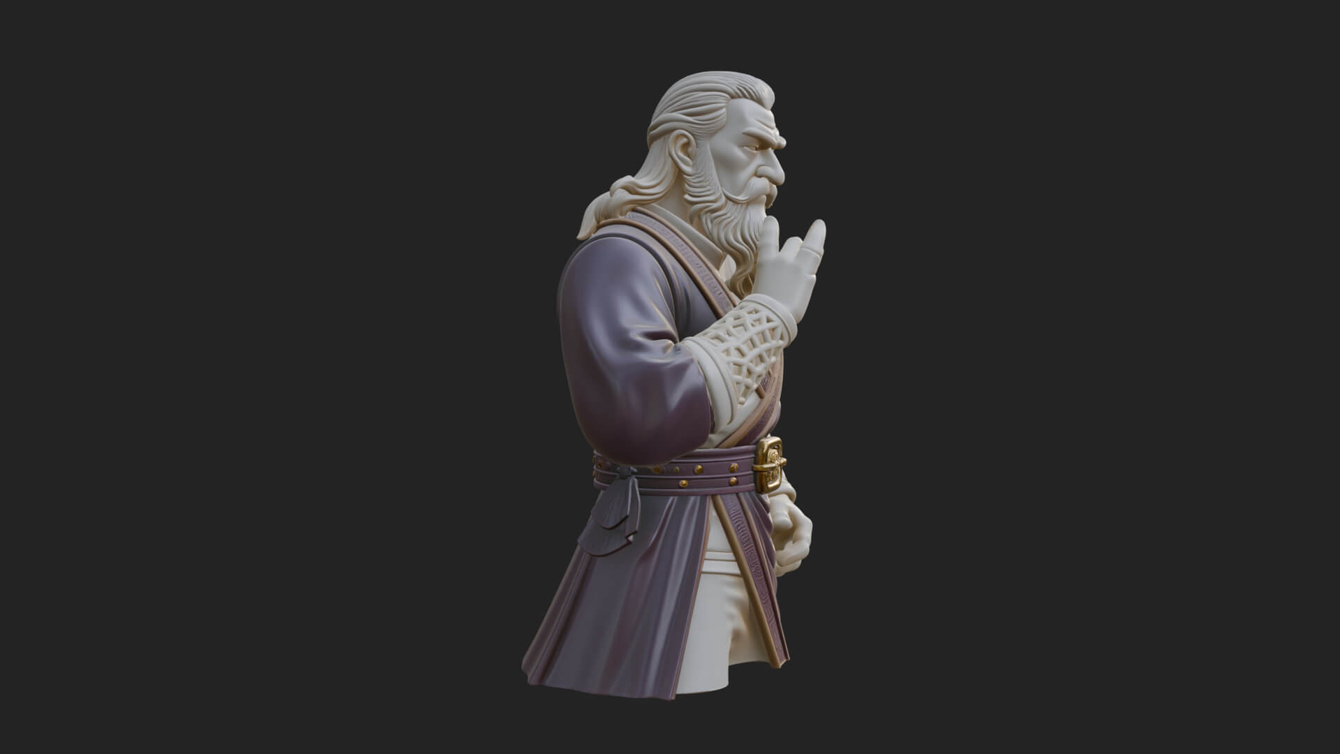 Robed Elder Sage Bust Design 3 3D Print Model 3D Model