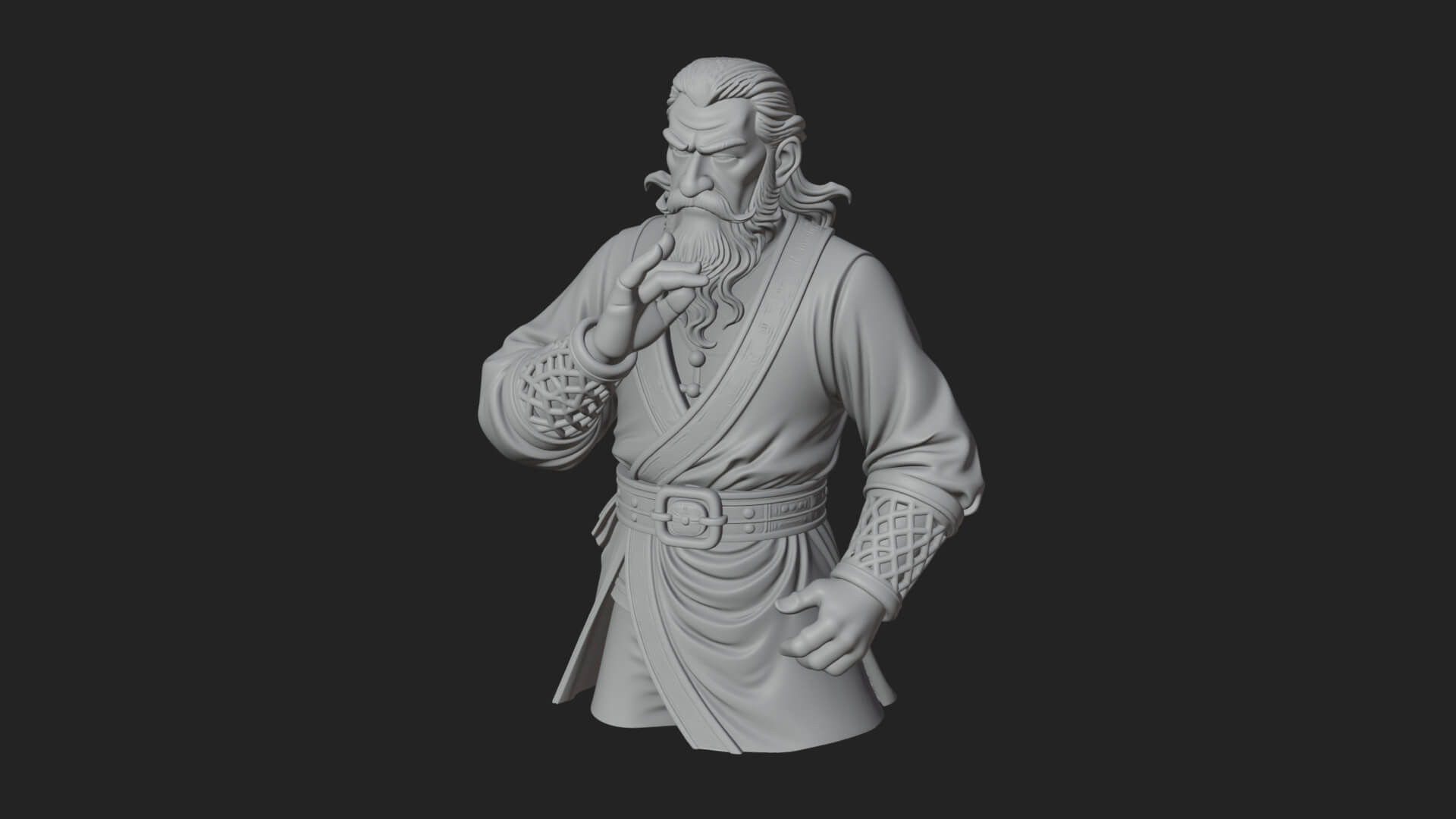 Robed Elder Sage Bust Design 3 3D Print Model 3D Model