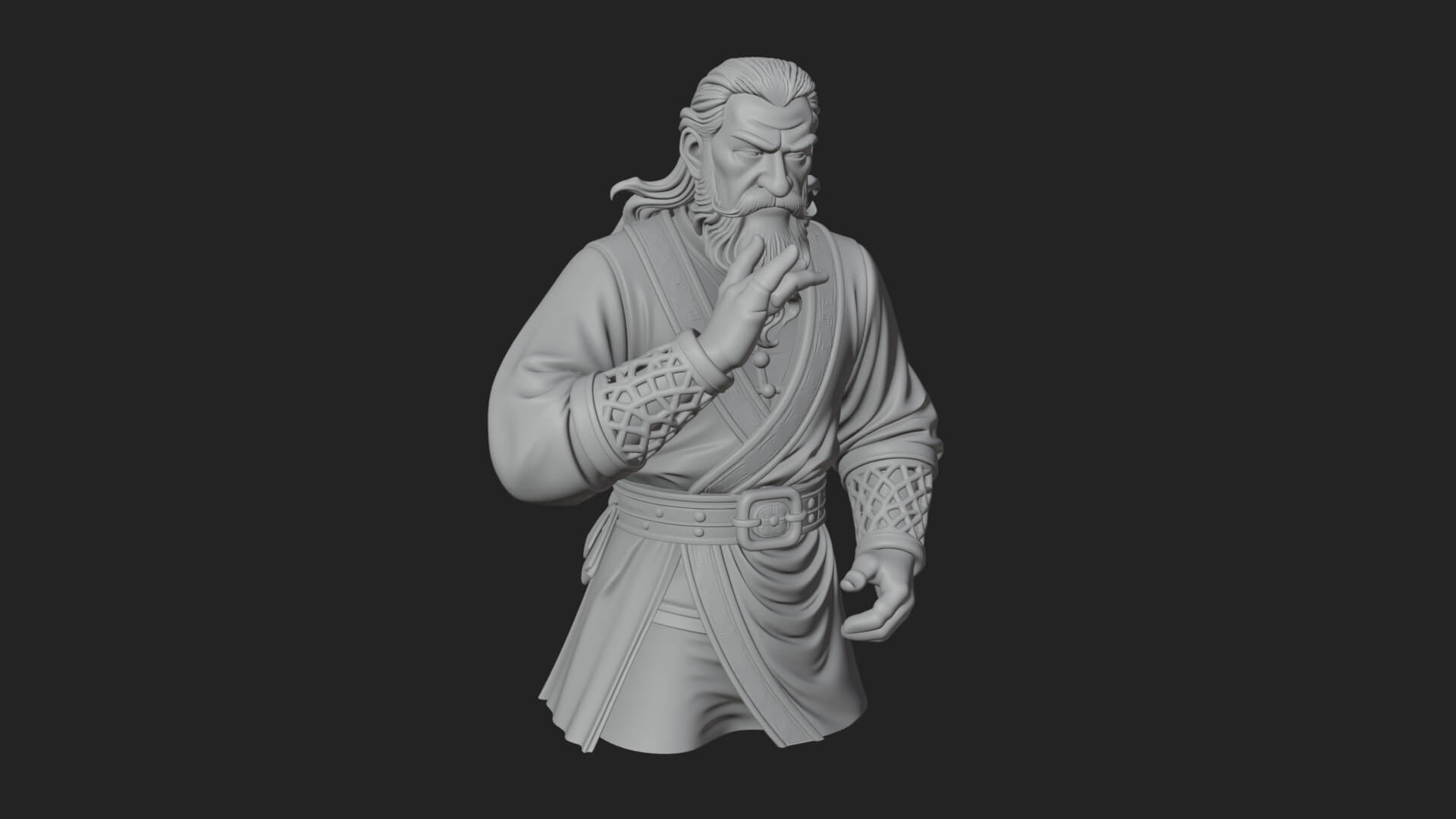 Robed Elder Sage Bust Design 3 3D Print Model 3D Model