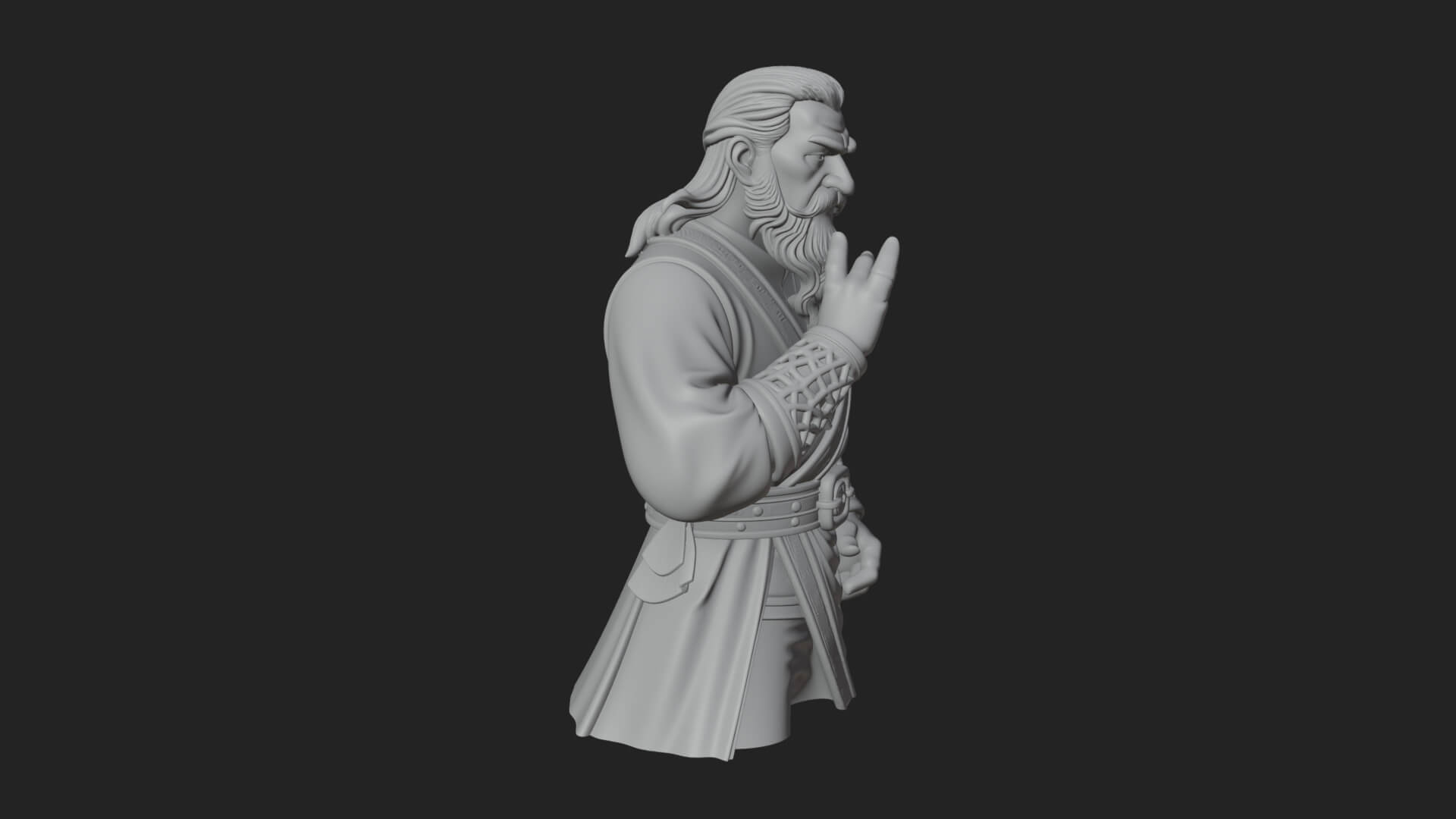 Robed Elder Sage Bust Design 3 3D Print Model 3D Model