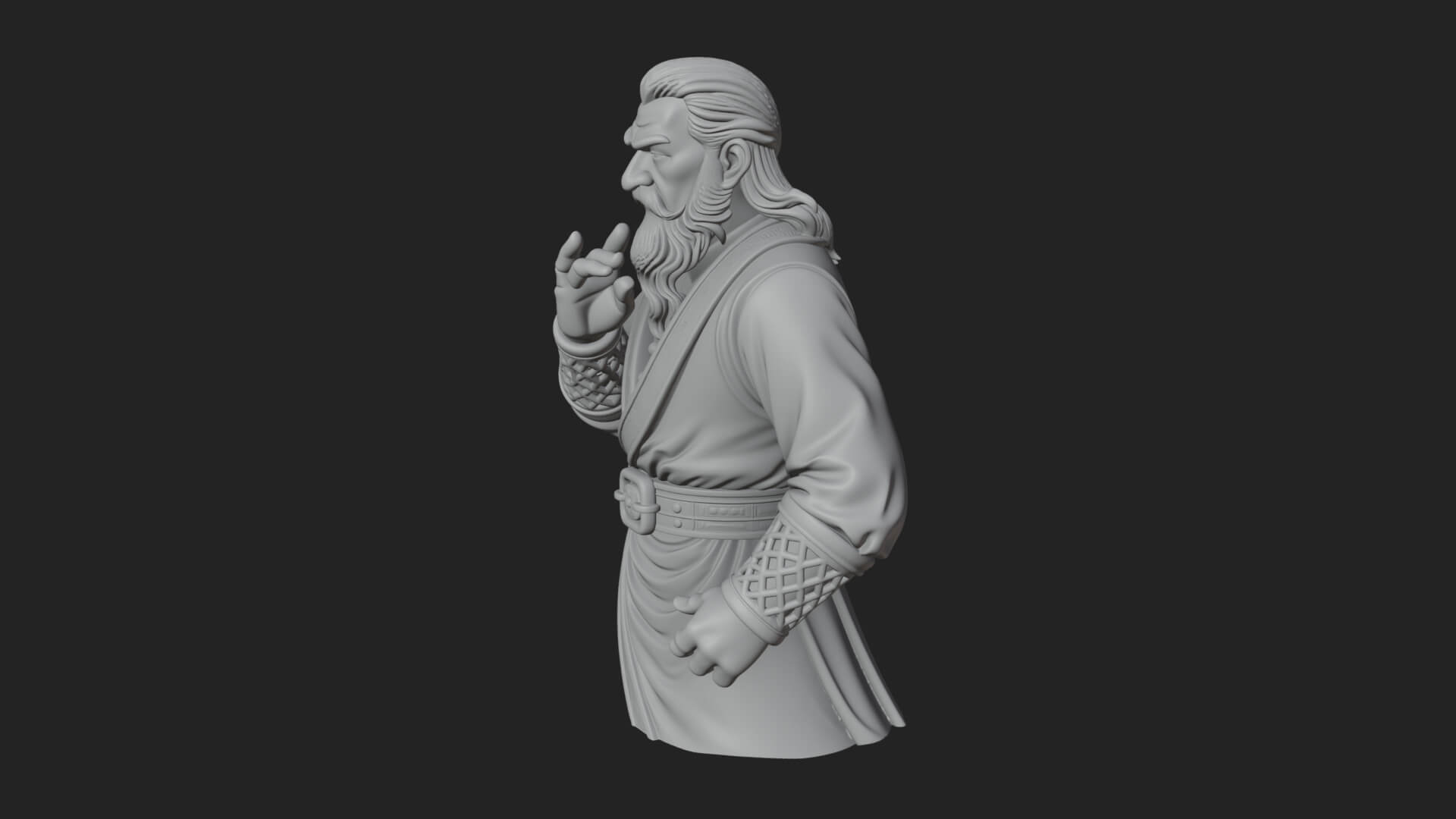 Robed Elder Sage Bust Design 3 3D Print Model 3D Model