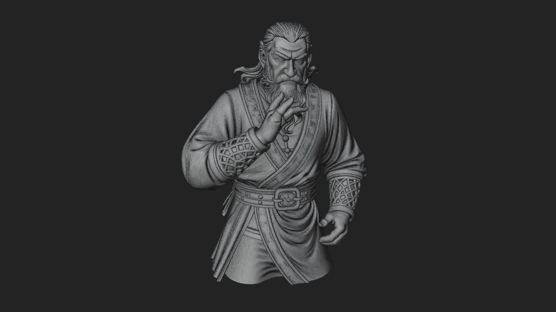 Robed Elder Sage Bust Design 3 3D Print Model 3D Model