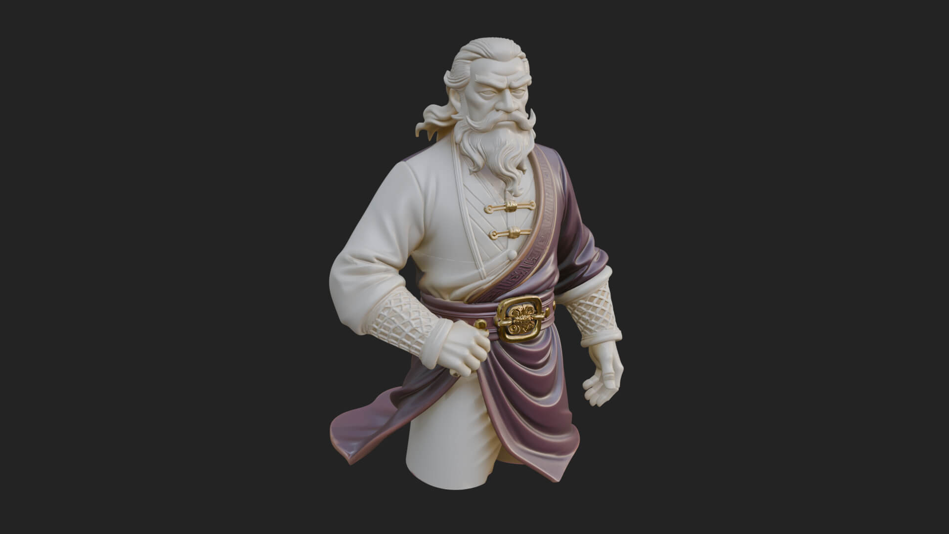 Robed Elder Sage Bust Design 4 3D Print Model 3D Model