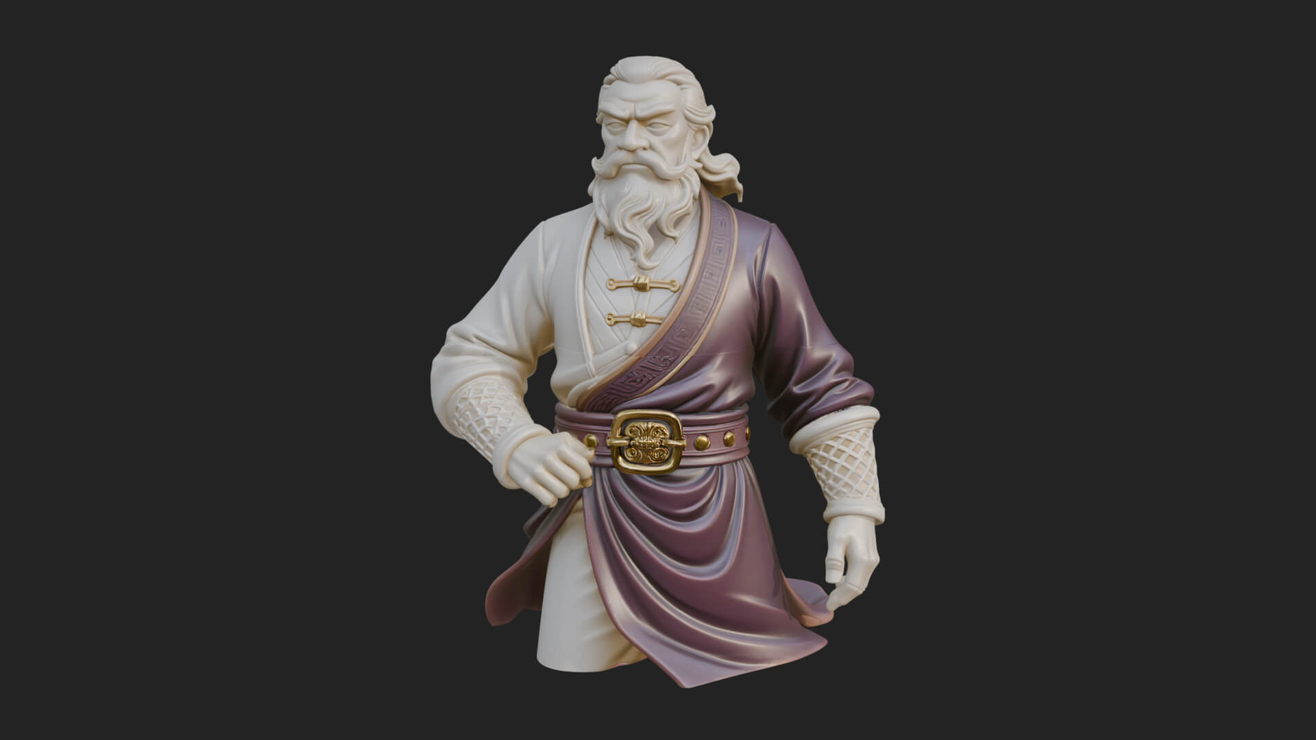 Robed Elder Sage Bust Design 4 3D Print Model 3D Model