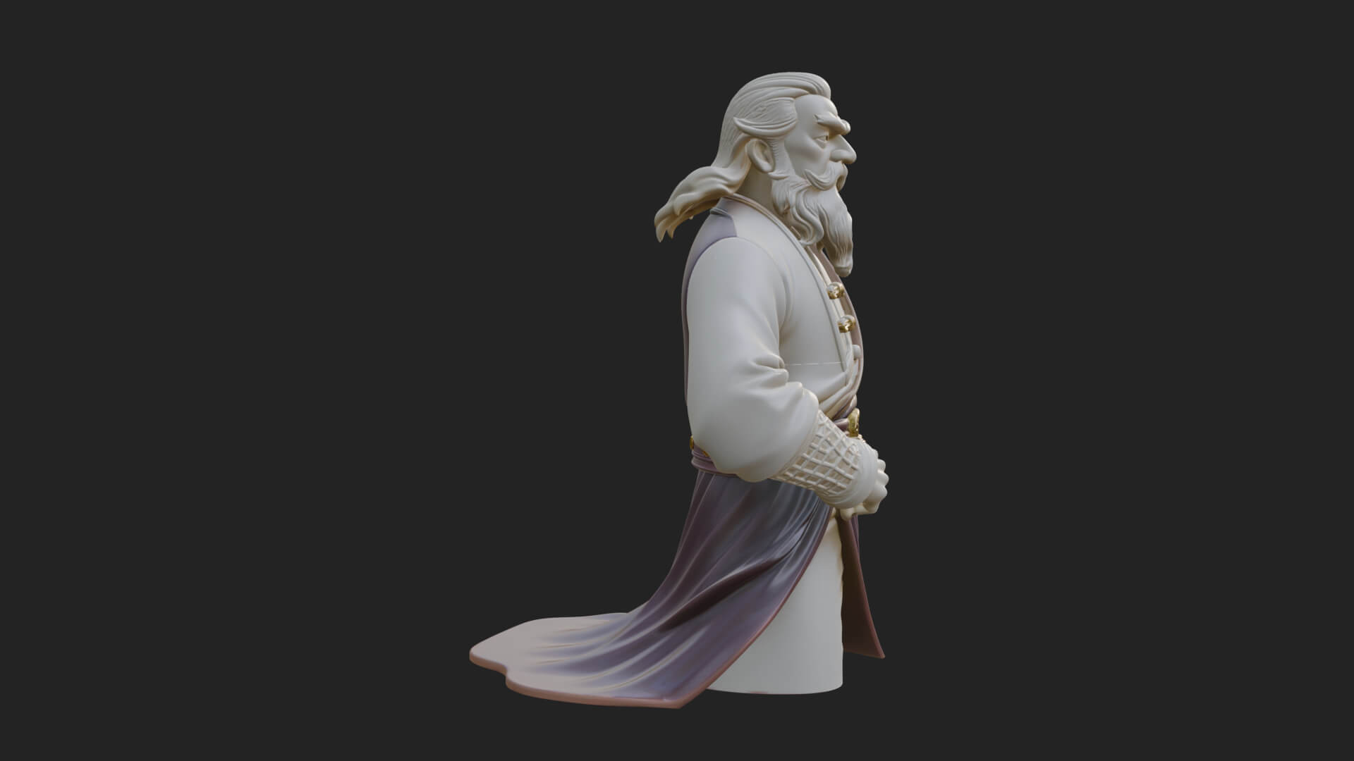 Robed Elder Sage Bust Design 4 3D Print Model 3D Model