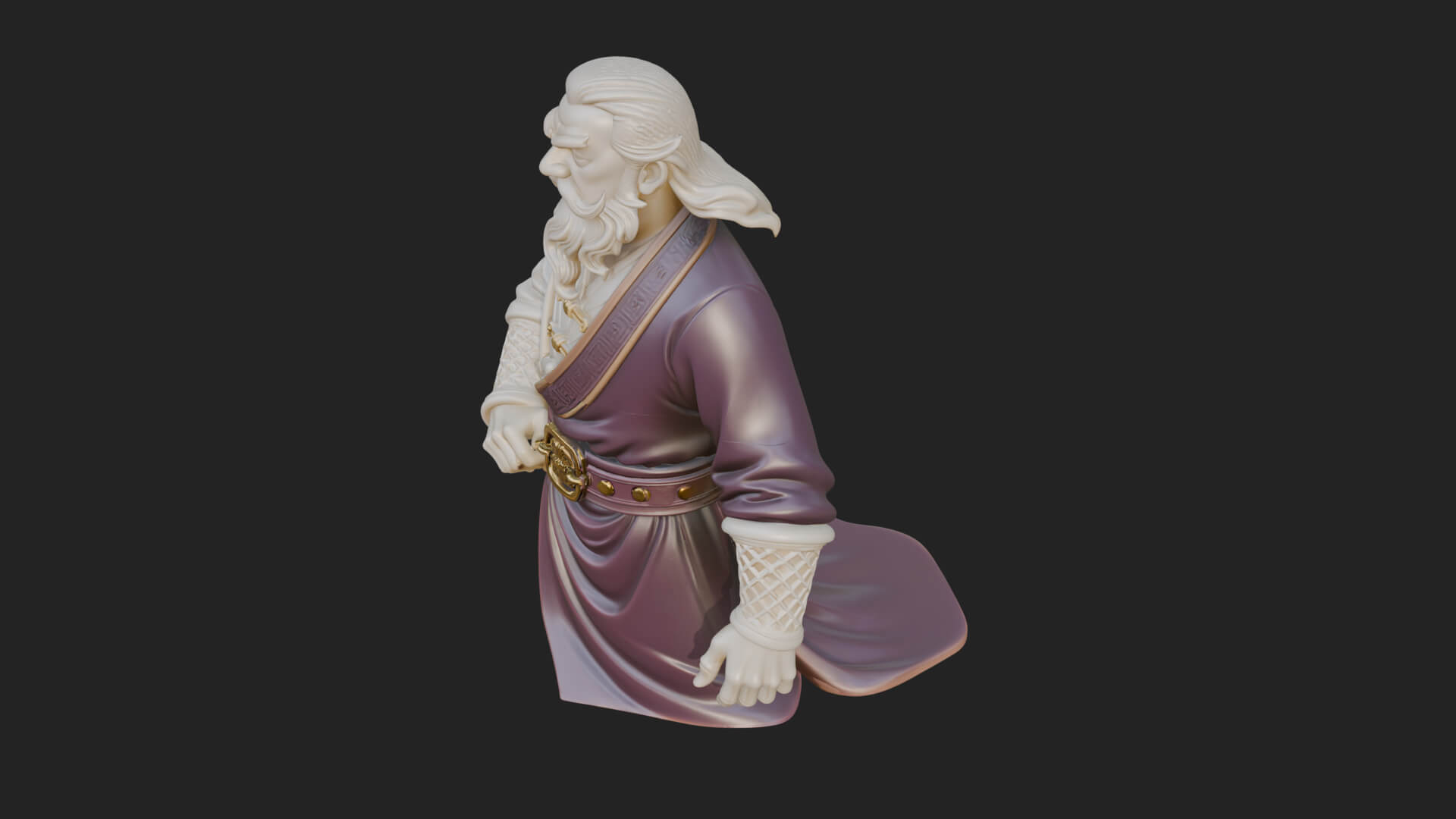 Robed Elder Sage Bust Design 4 3D Print Model 3D Model