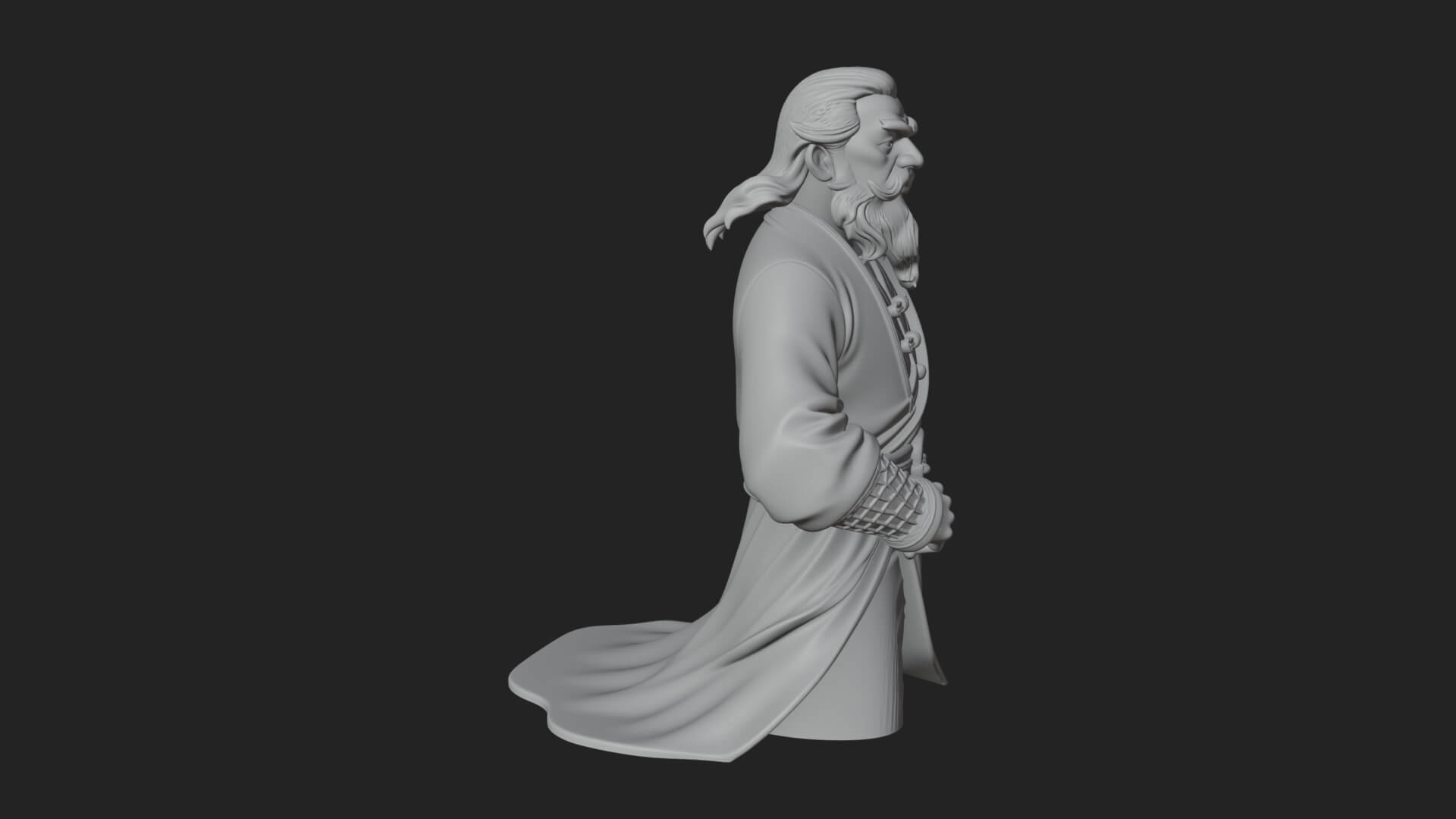 Robed Elder Sage Bust Design 4 3D Print Model 3D Model