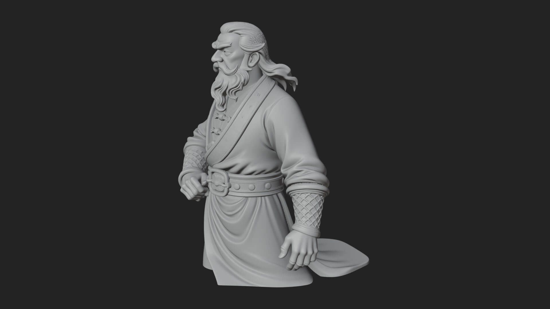 Robed Elder Sage Bust Design 4 3D Print Model 3D Model