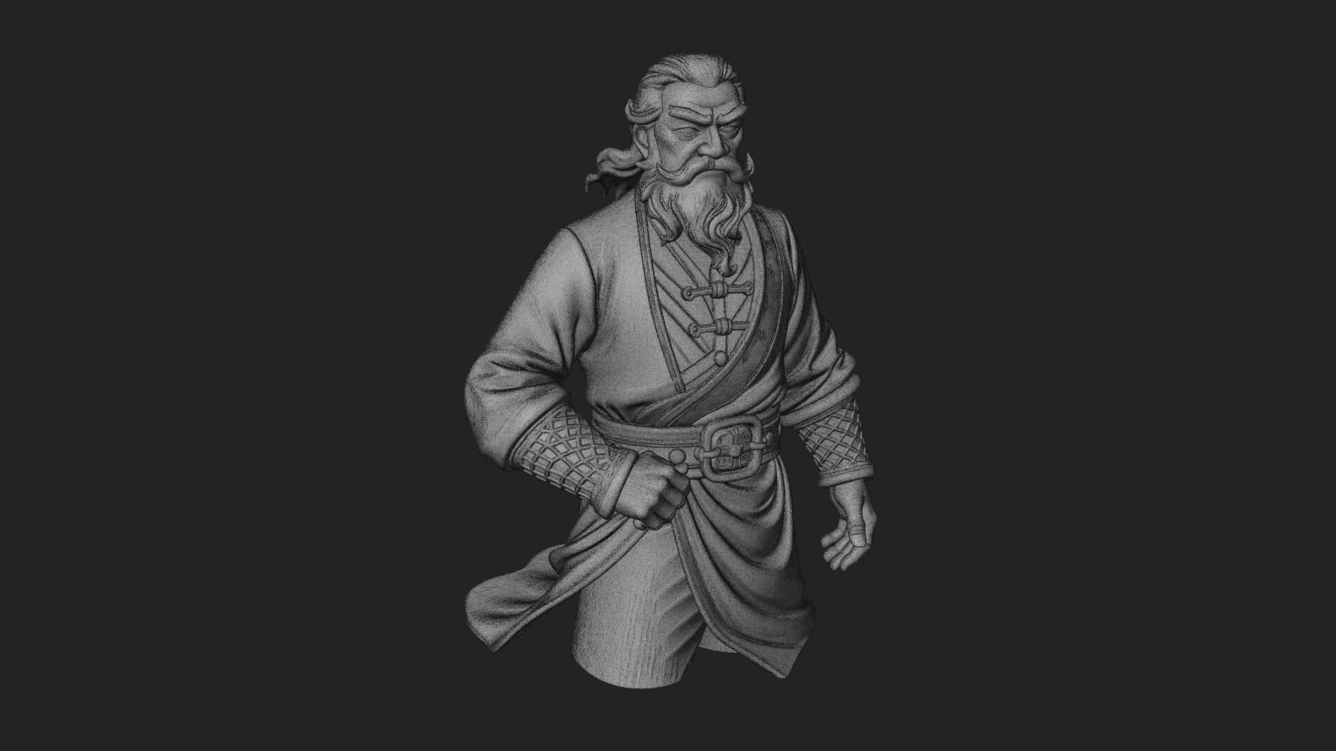 Robed Elder Sage Bust Design 4 3D Print Model 3D Model
