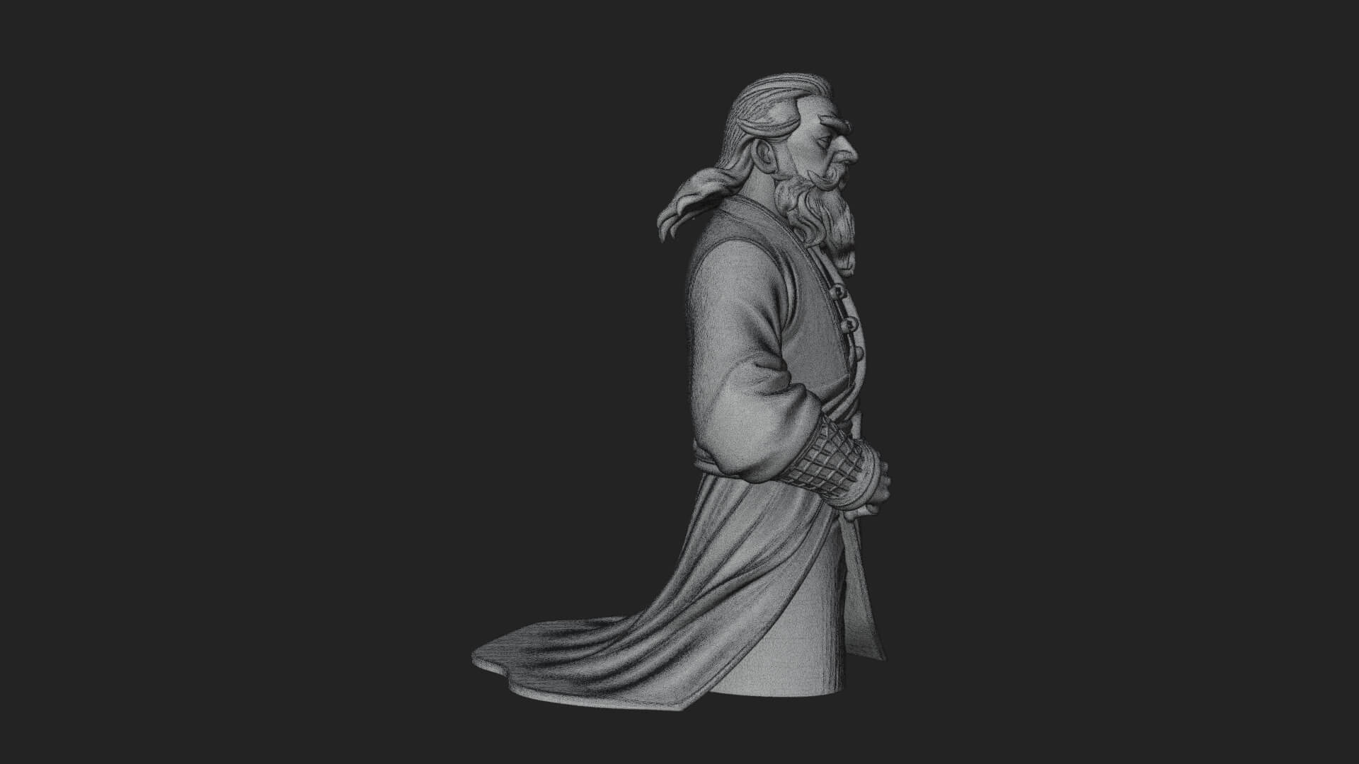 Robed Elder Sage Bust Design 4 3D Print Model 3D Model