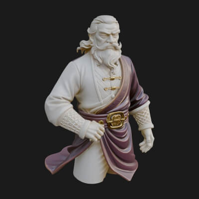 Robed Elder Sage Bust Design 4 3D Print Model