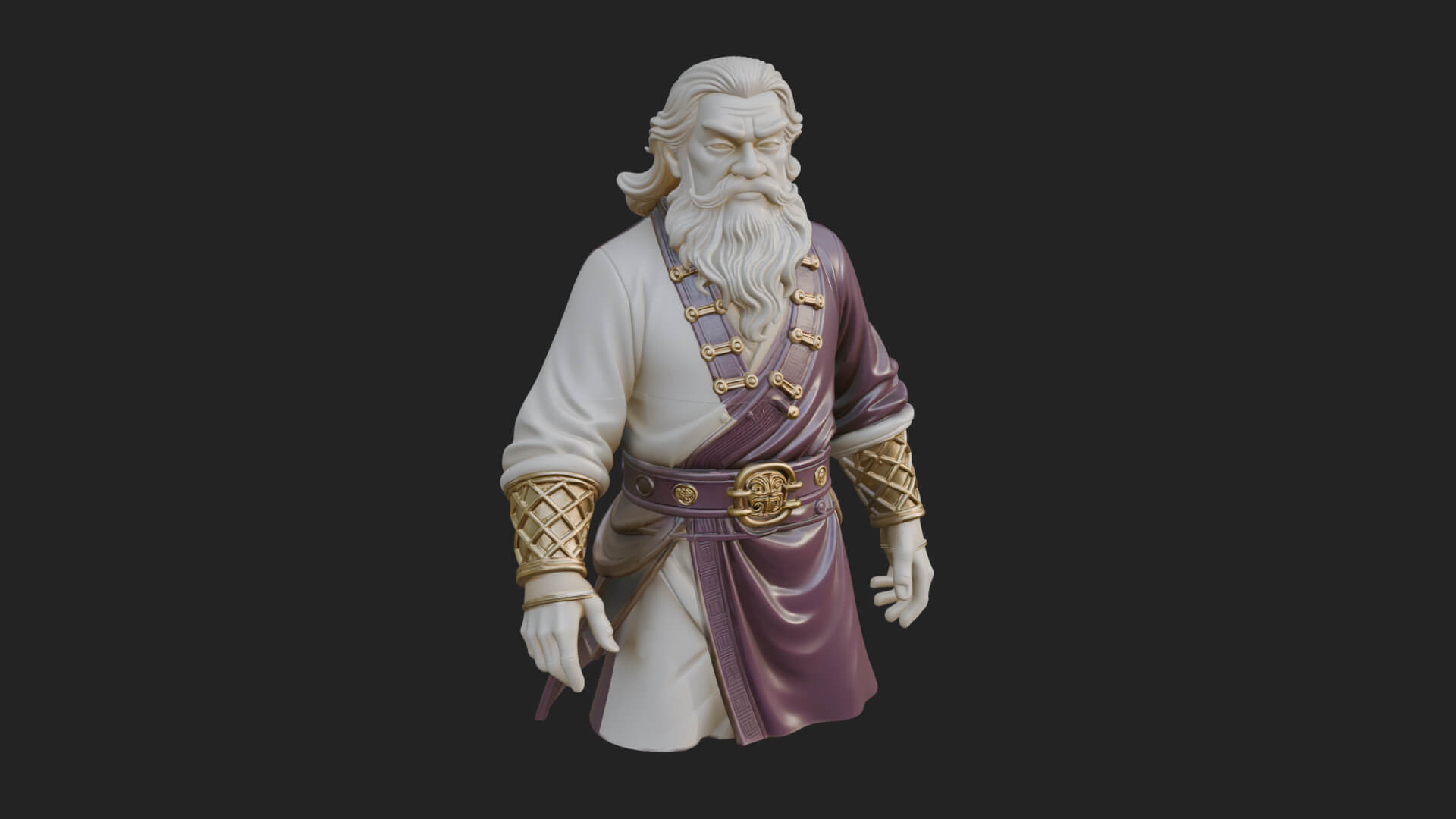 Robed Elder Sage Bust Design 5 3D Print Model 3D Model