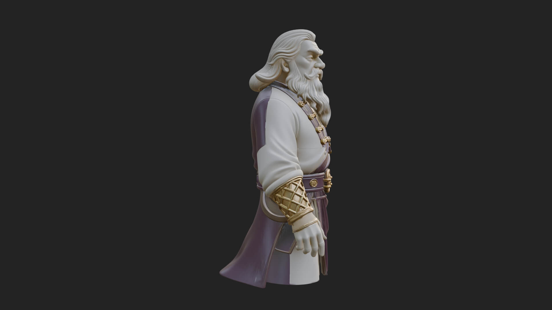 Robed Elder Sage Bust Design 5 3D Print Model 3D Model