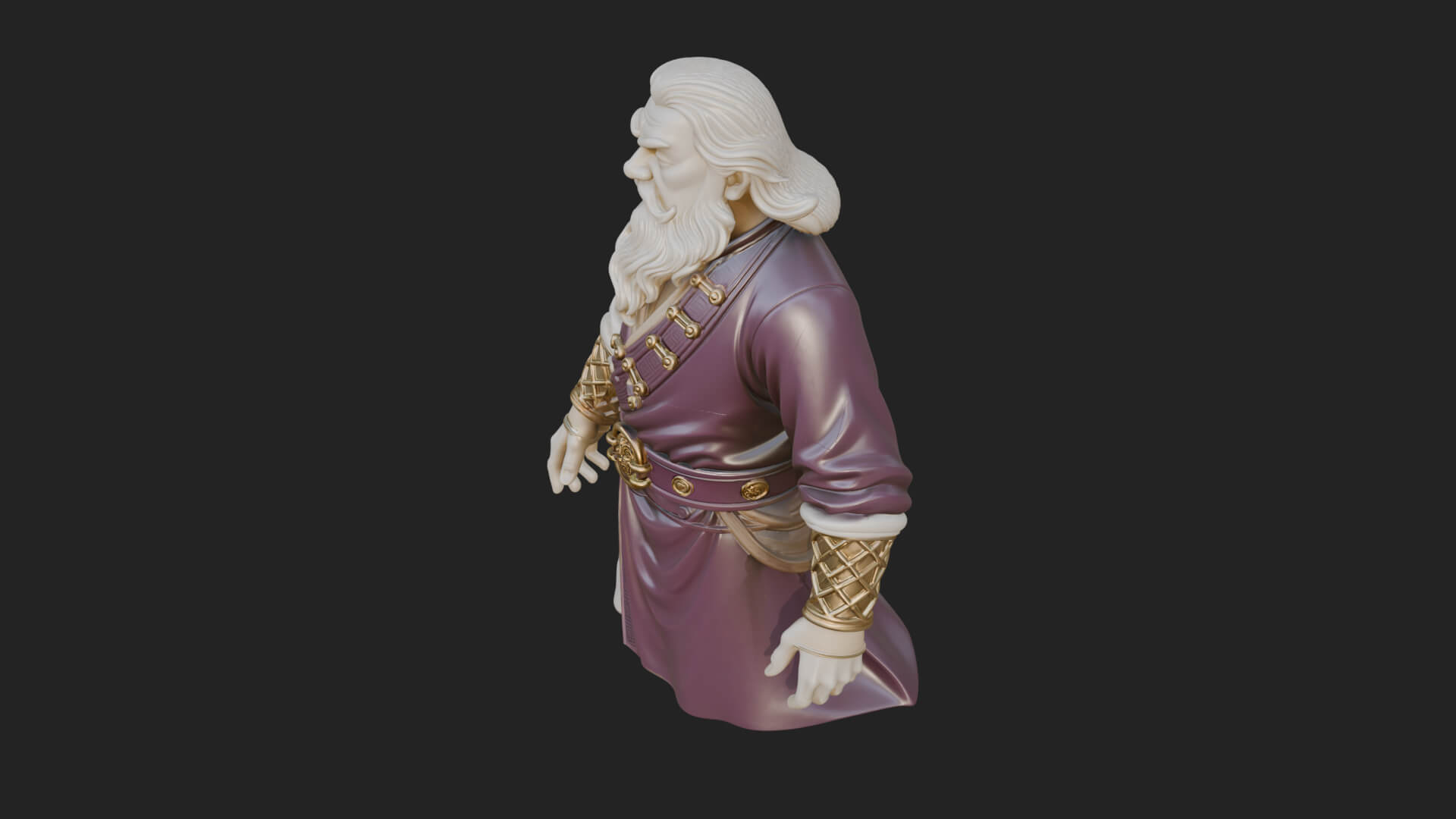 Robed Elder Sage Bust Design 5 3D Print Model 3D Model