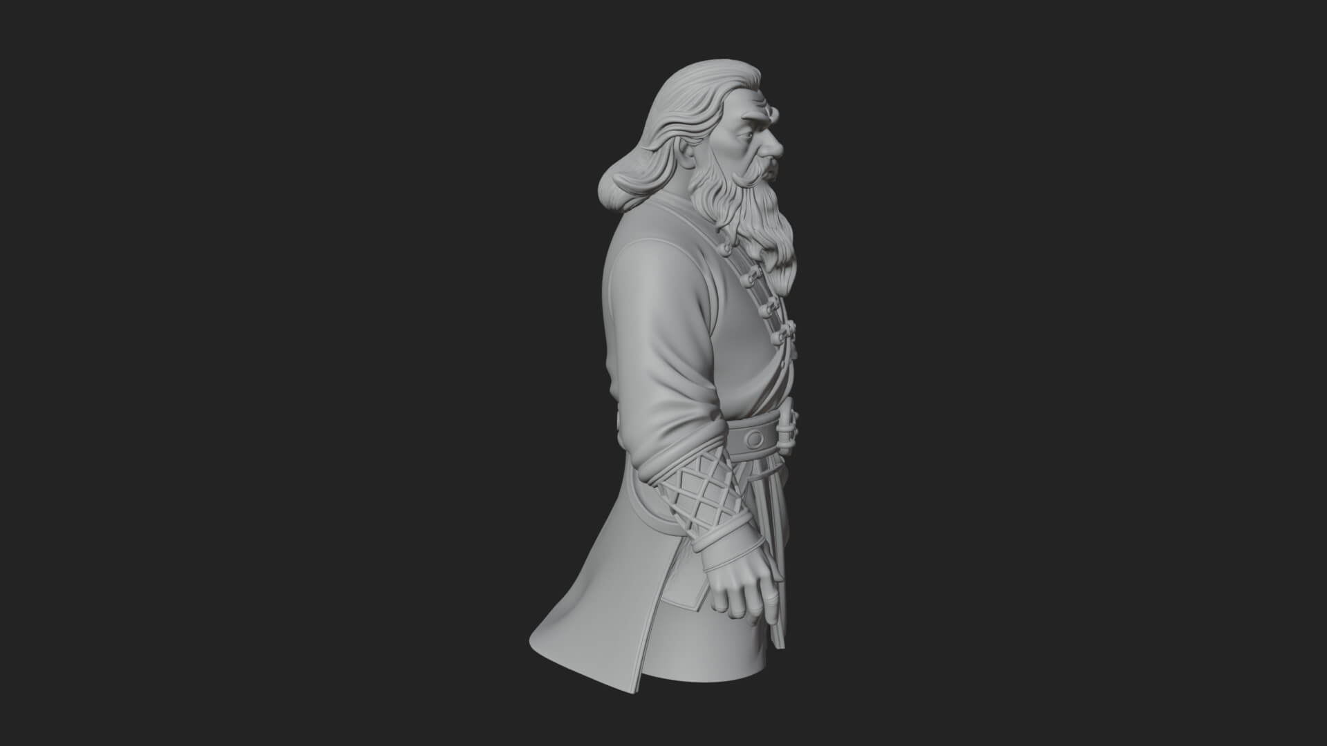 Robed Elder Sage Bust Design 5 3D Print Model 3D Model