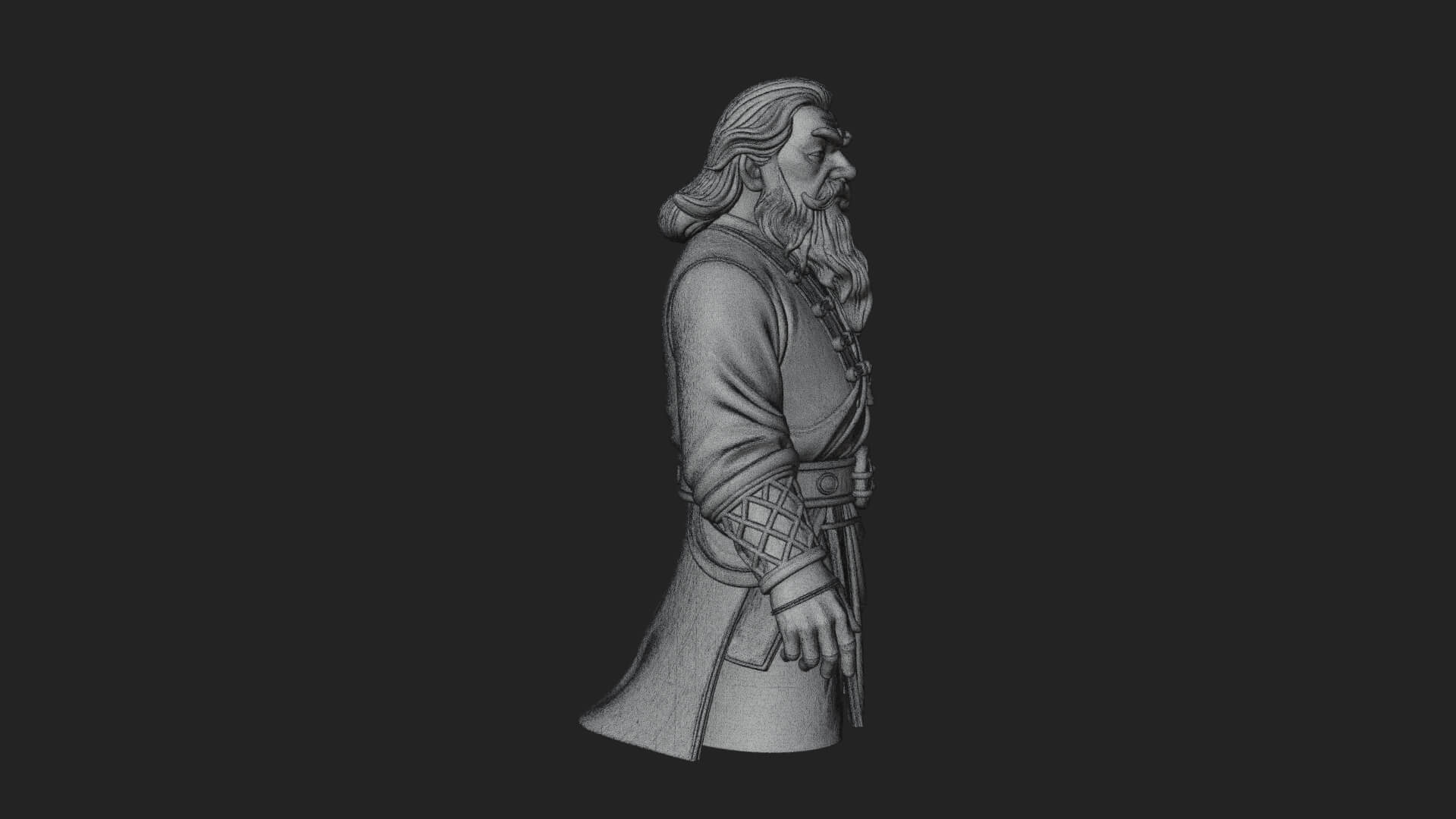 Robed Elder Sage Bust Design 5 3D Print Model 3D Model