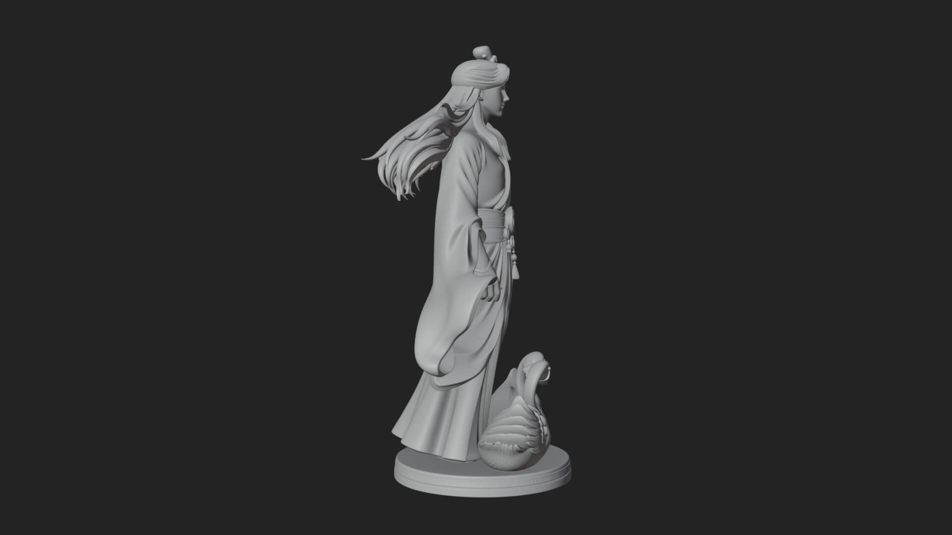 Robed Elf with Swans Statue Design 1 3D Print Model 3D Model