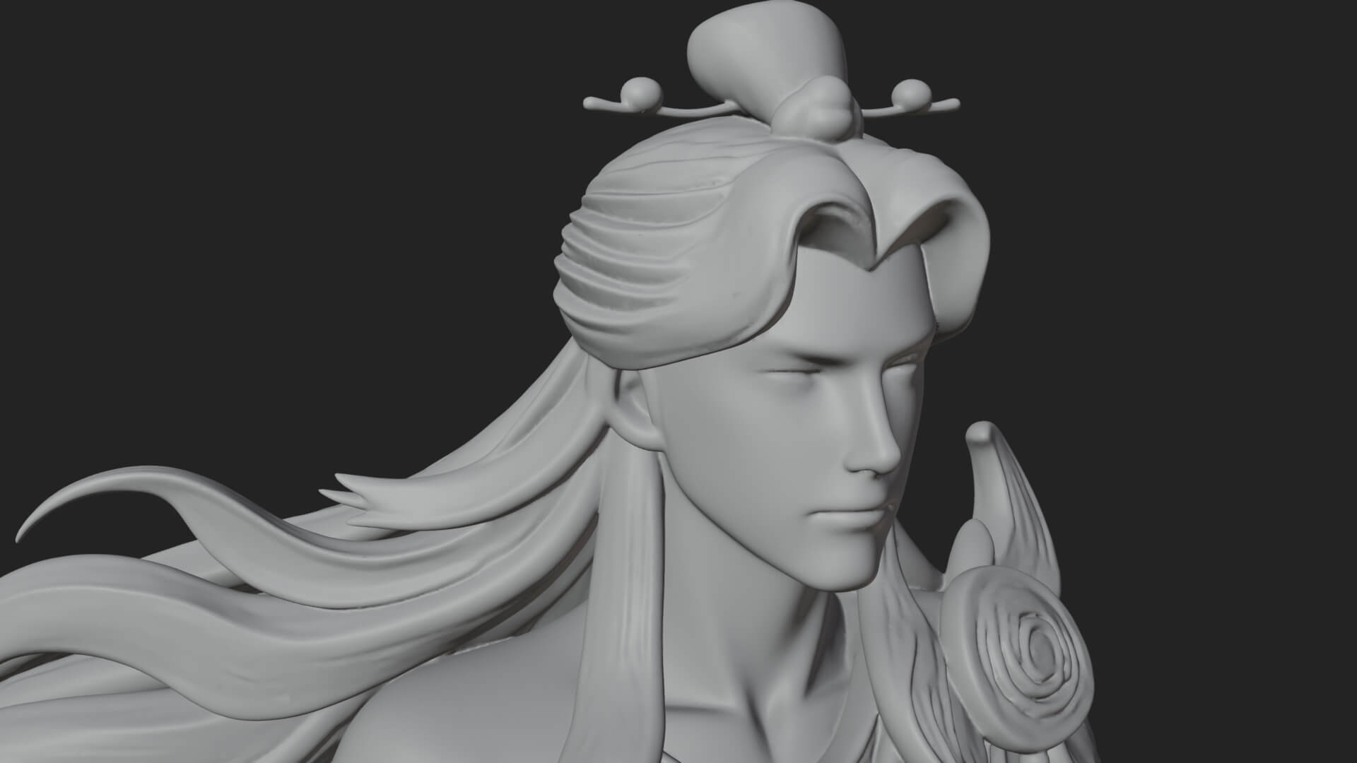 Robed Elf with Swans Statue Design 1 3D Print Model 3D Model