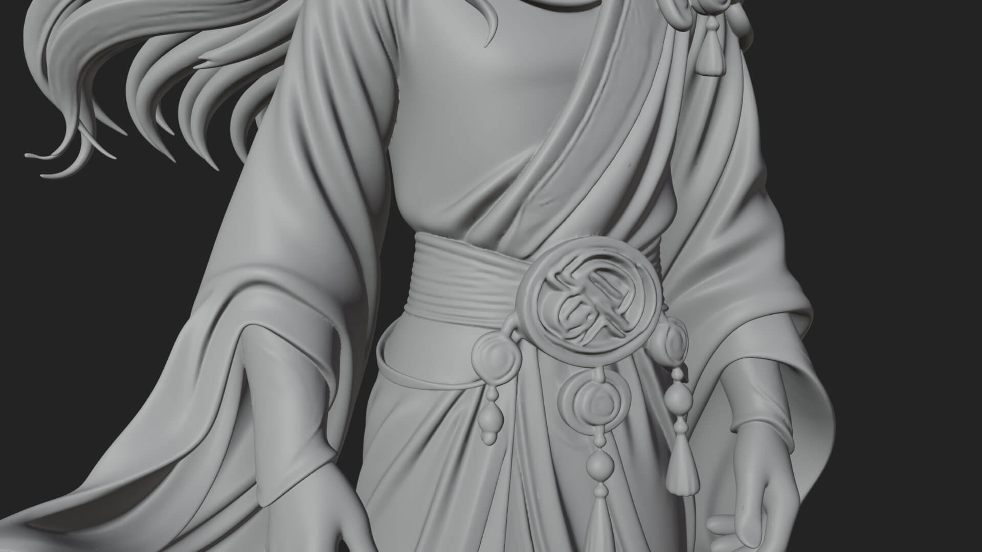 Robed Elf with Swans Statue Design 1 3D Print Model 3D Model